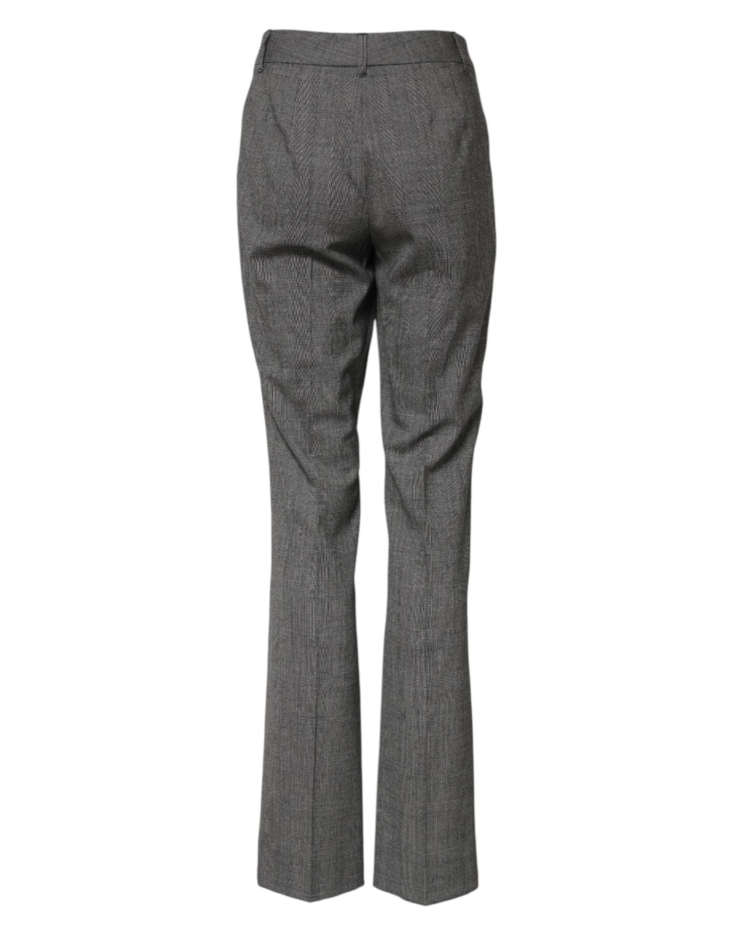 Pantalon évasé taille haute à carreaux gris Dolce & Gabbana