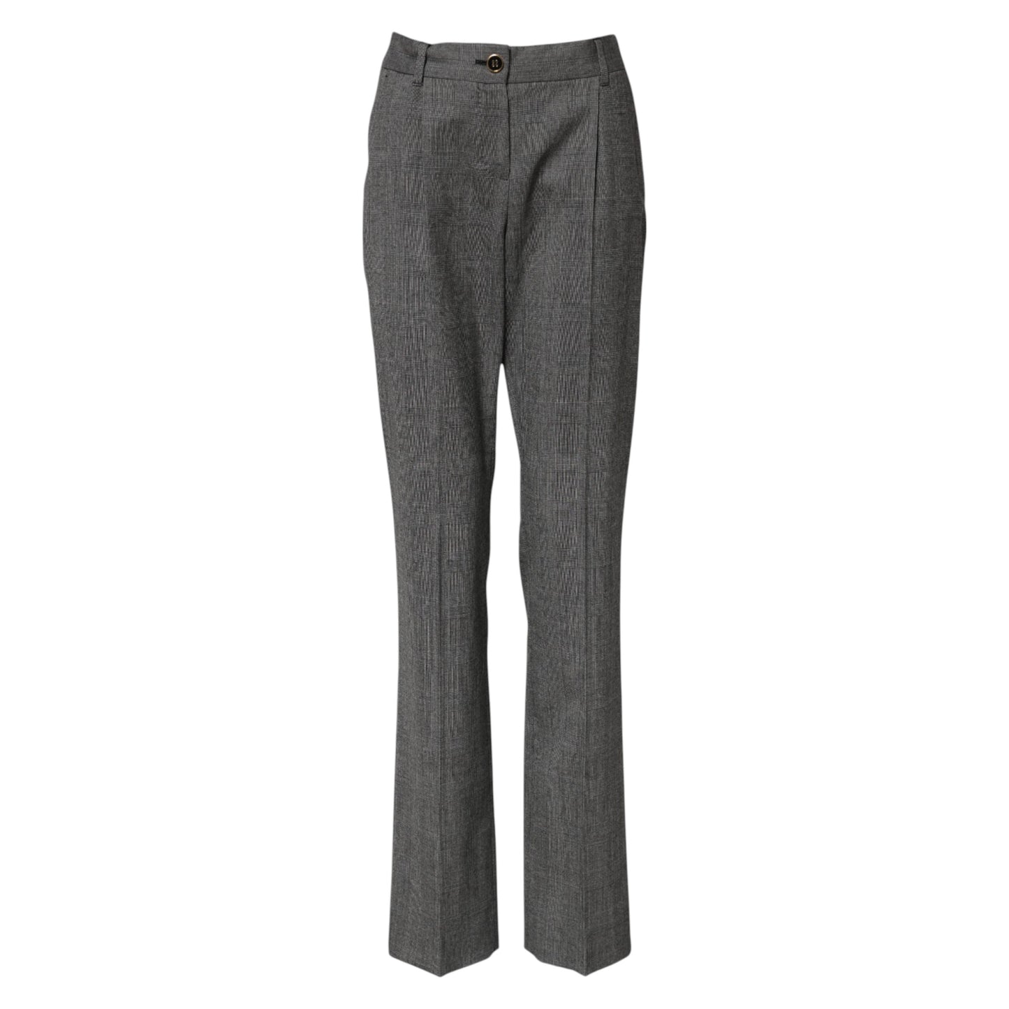 Pantalon évasé taille haute à carreaux gris Dolce & Gabbana