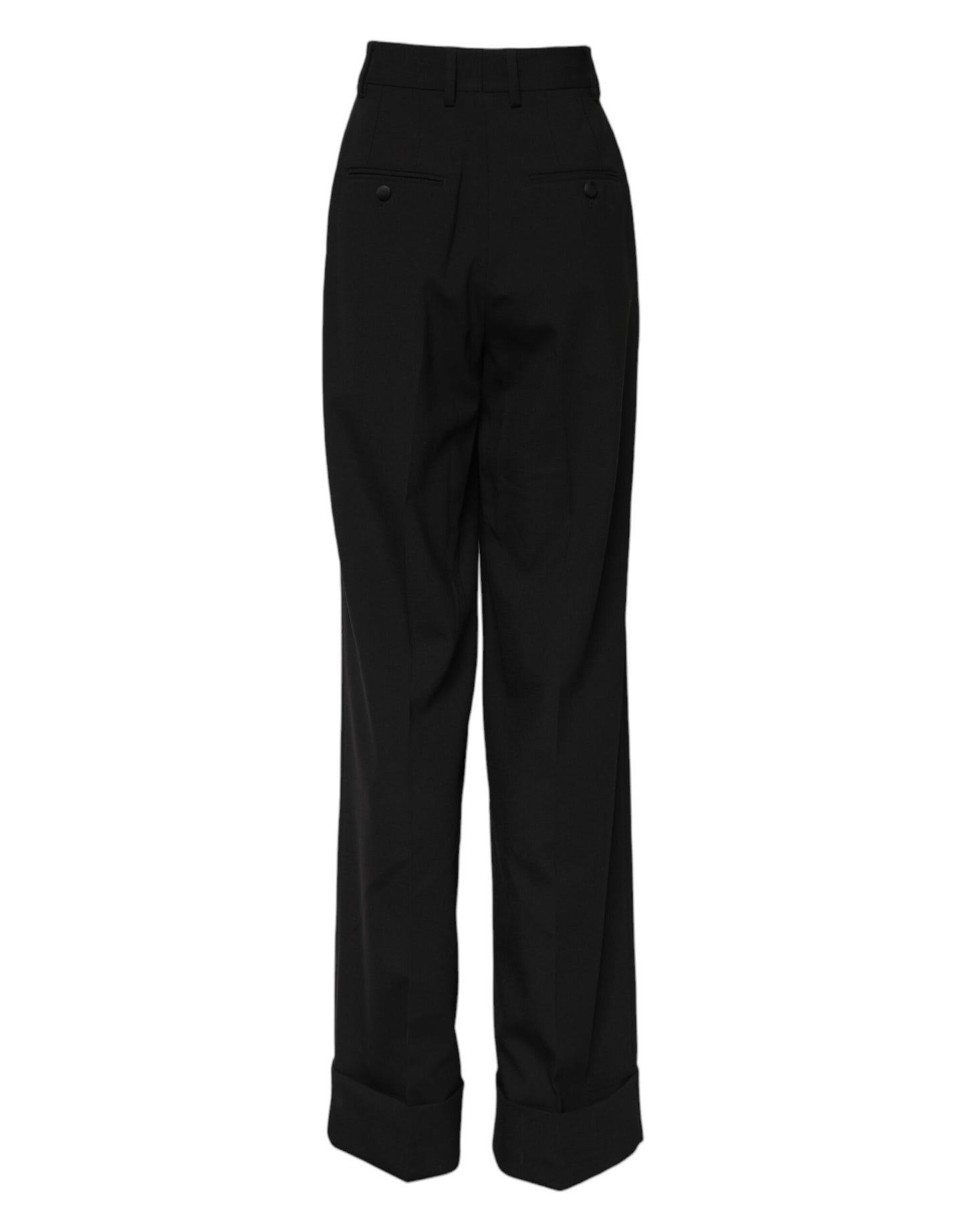 Pantalon habillé taille haute en laine noire Dolce & Gabbana