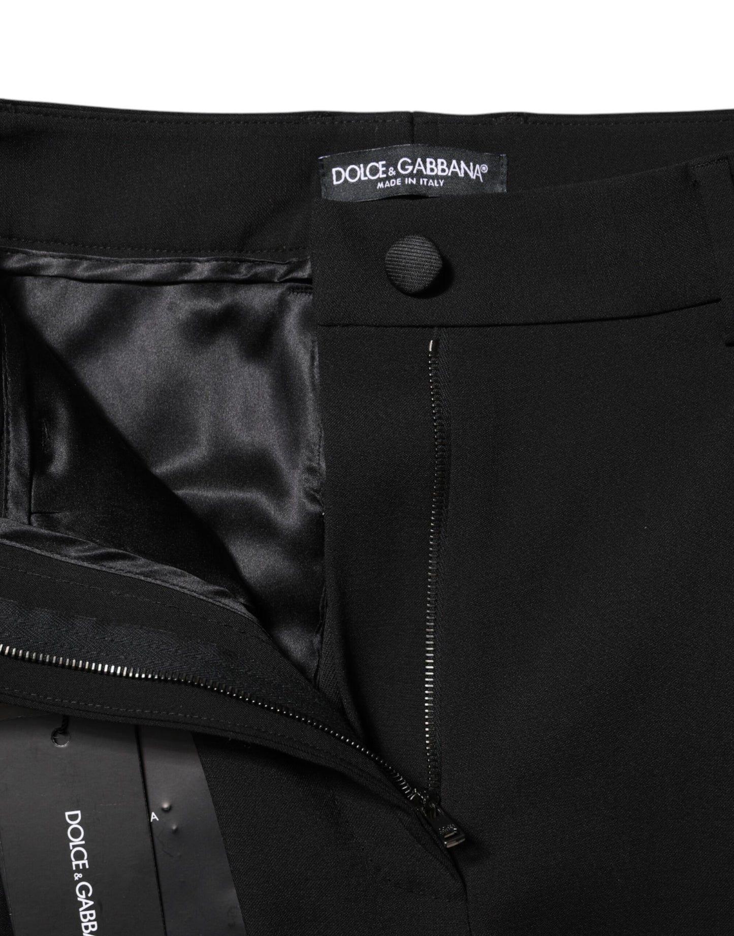 Pantalon habillé taille haute en laine noire Dolce & Gabbana