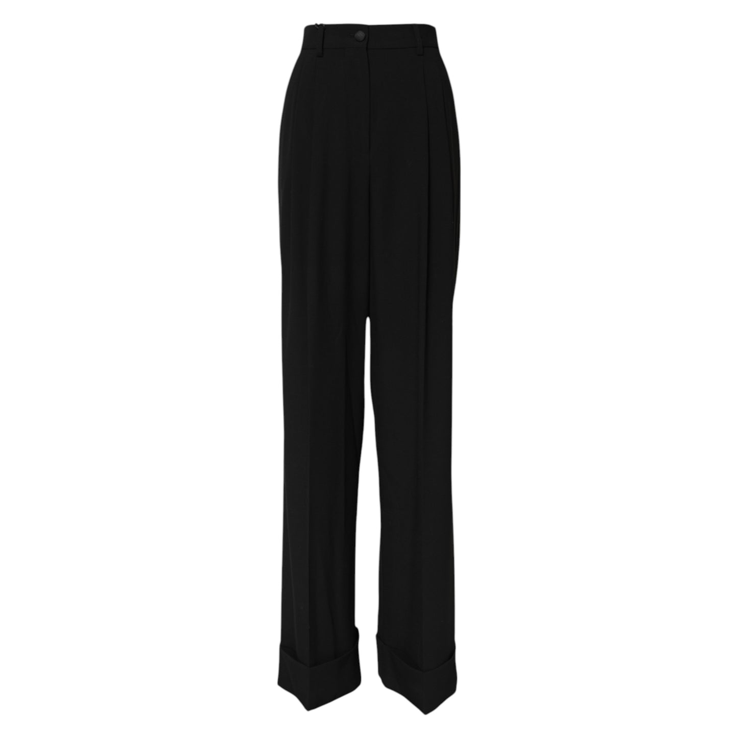 Pantalon habillé taille haute en laine noire Dolce & Gabbana