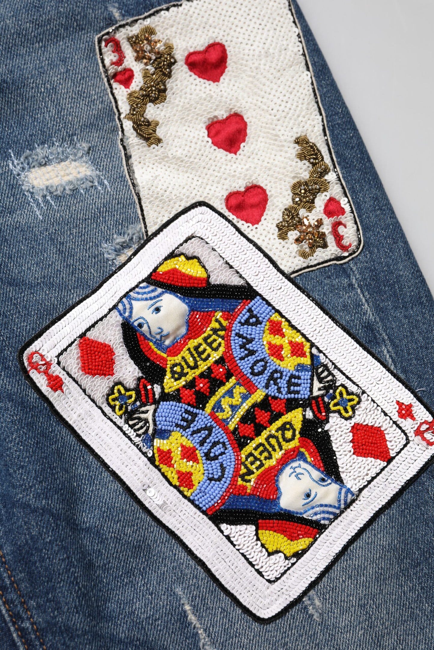 Jean skinny Dolce & Gabbana bleu avec broderie Play Card