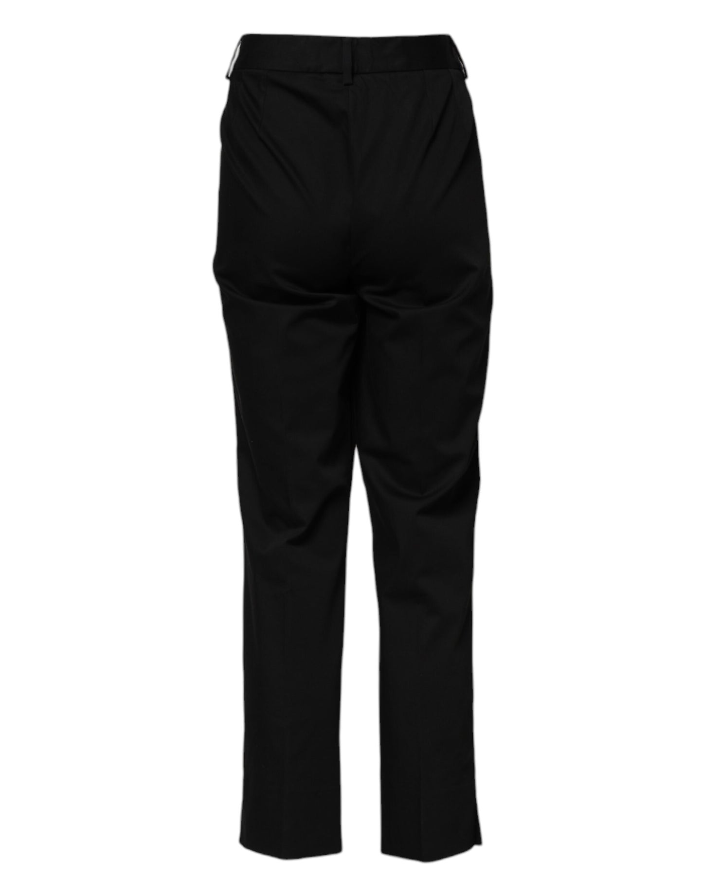 Pantalon habillé taille haute en coton noir Dolce & Gabbana