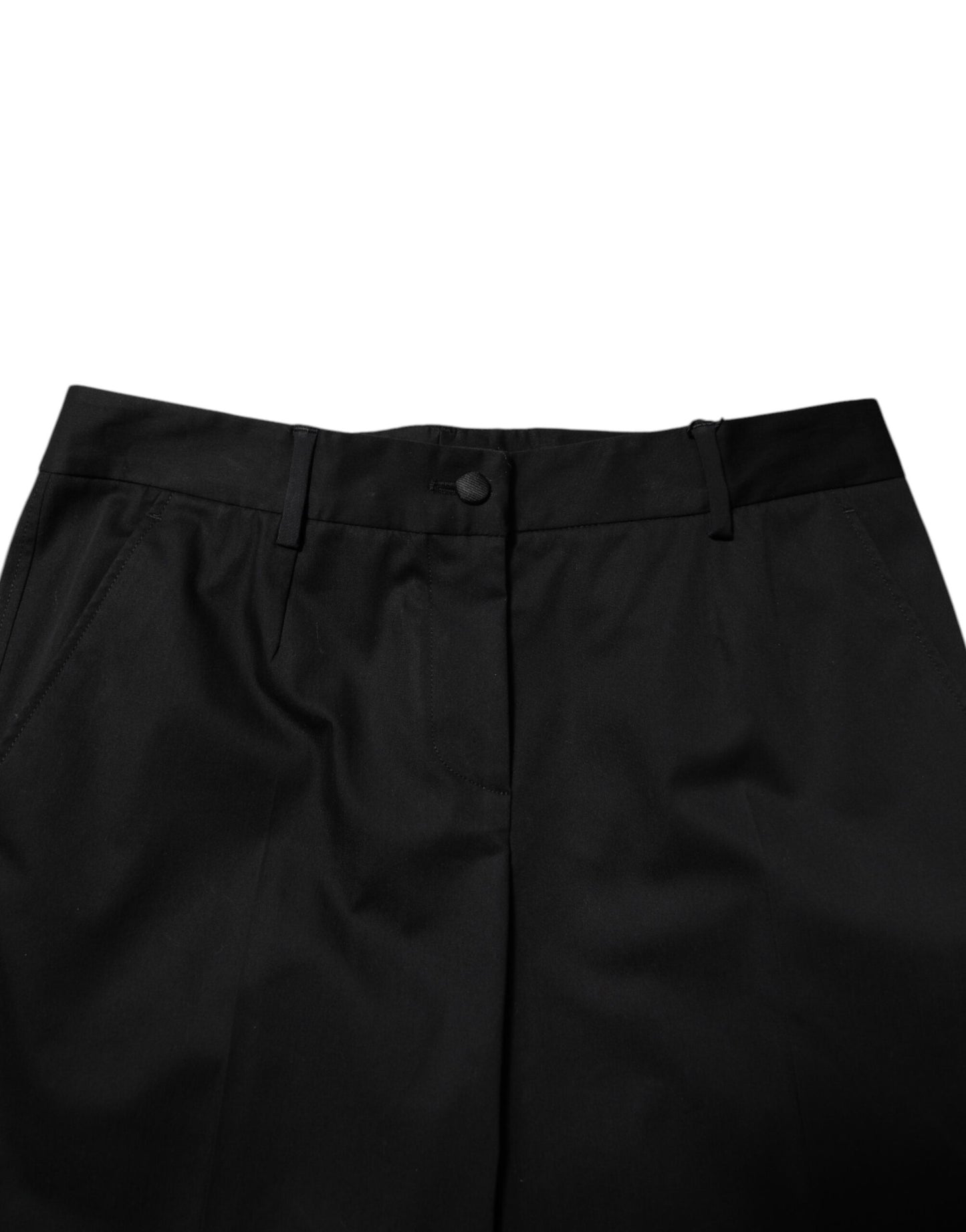 Pantalon habillé taille haute en coton noir Dolce & Gabbana