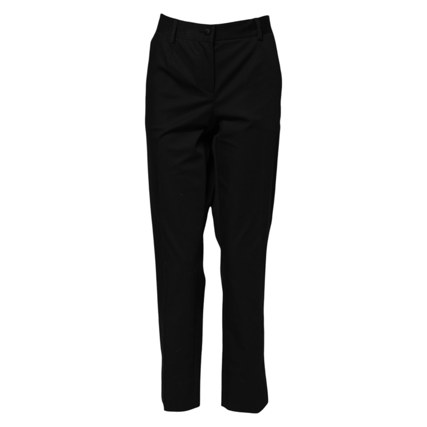 Pantalon habillé taille haute en coton noir Dolce & Gabbana