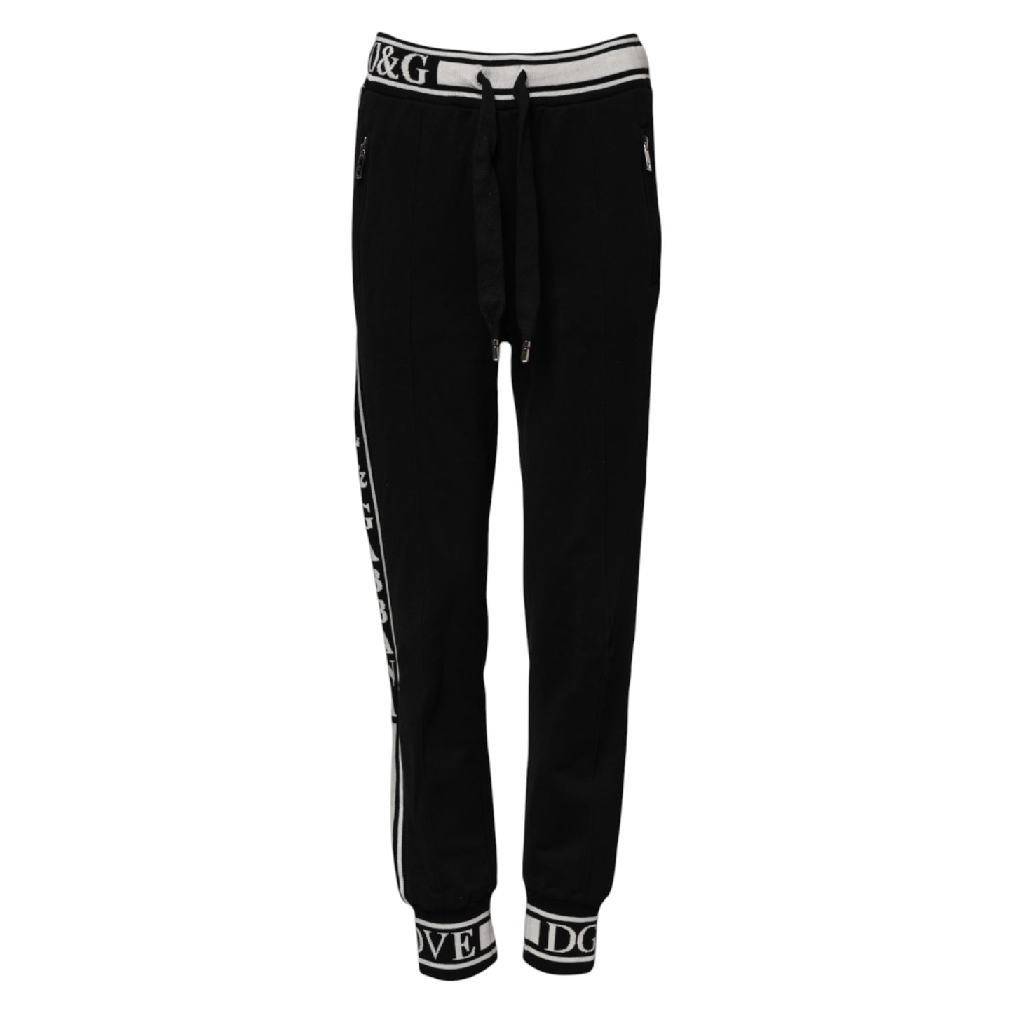 Pantalon de jogging en coton noir avec logo Dolce & Gabbana