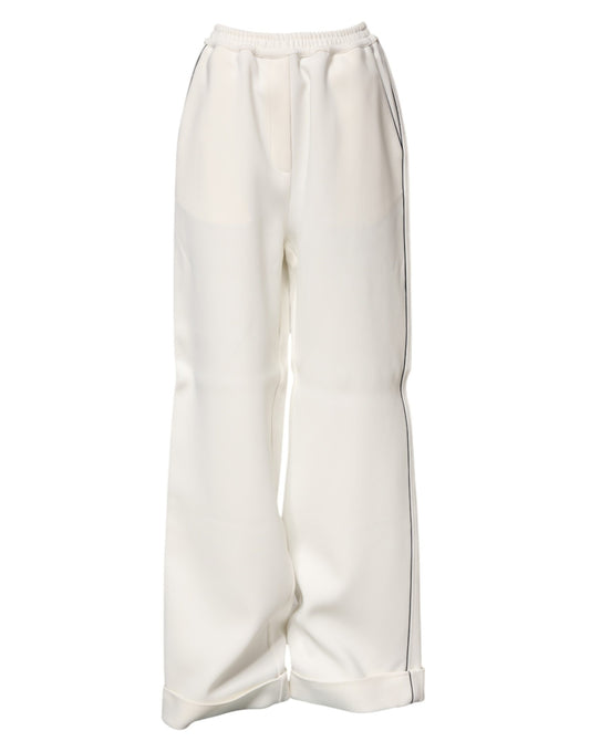 Dolce & Gabbana – Weiße Viskose-Schlupfhose mit weitem Bein