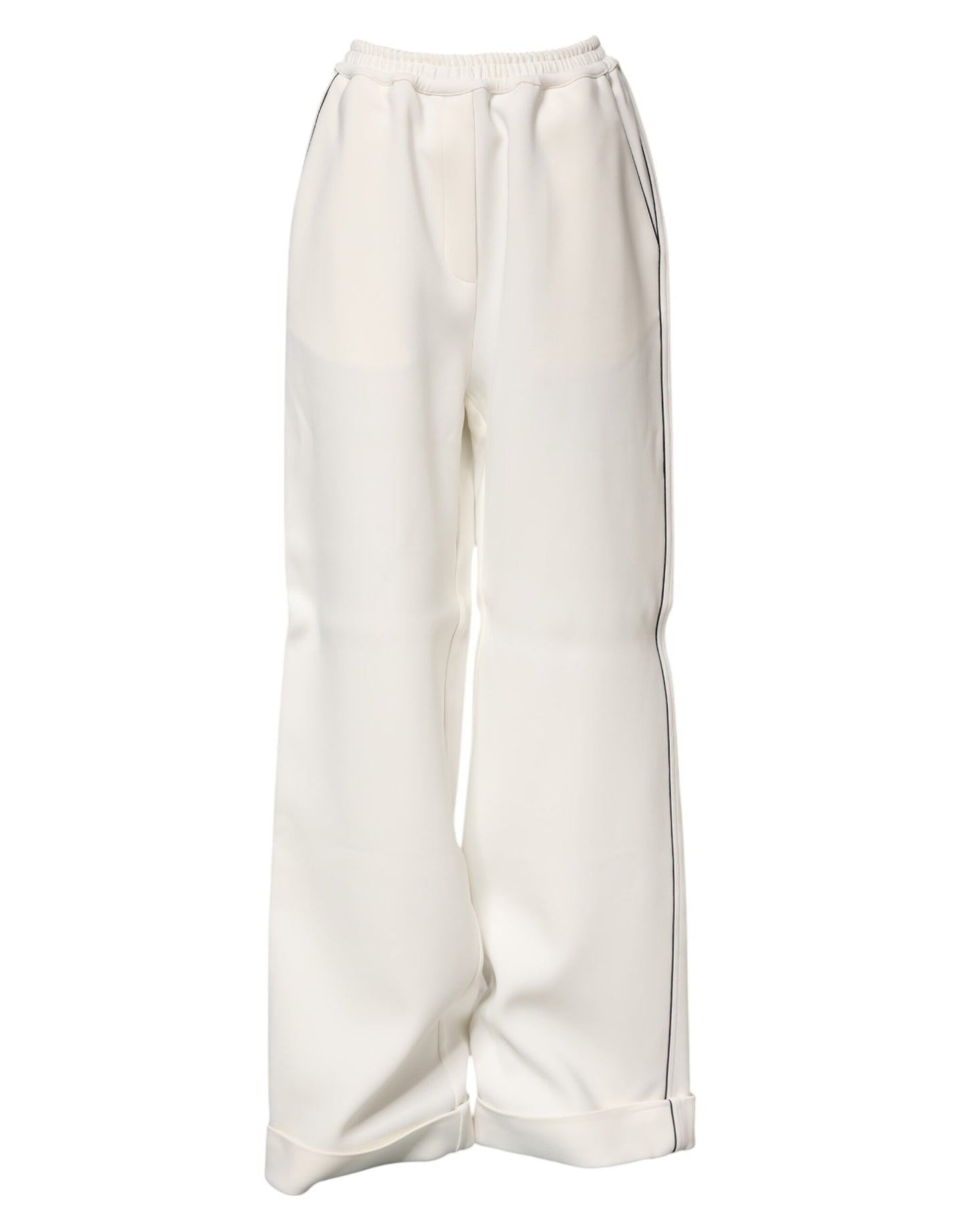 Dolce & Gabbana – Weiße Viskose-Schlupfhose mit weitem Bein