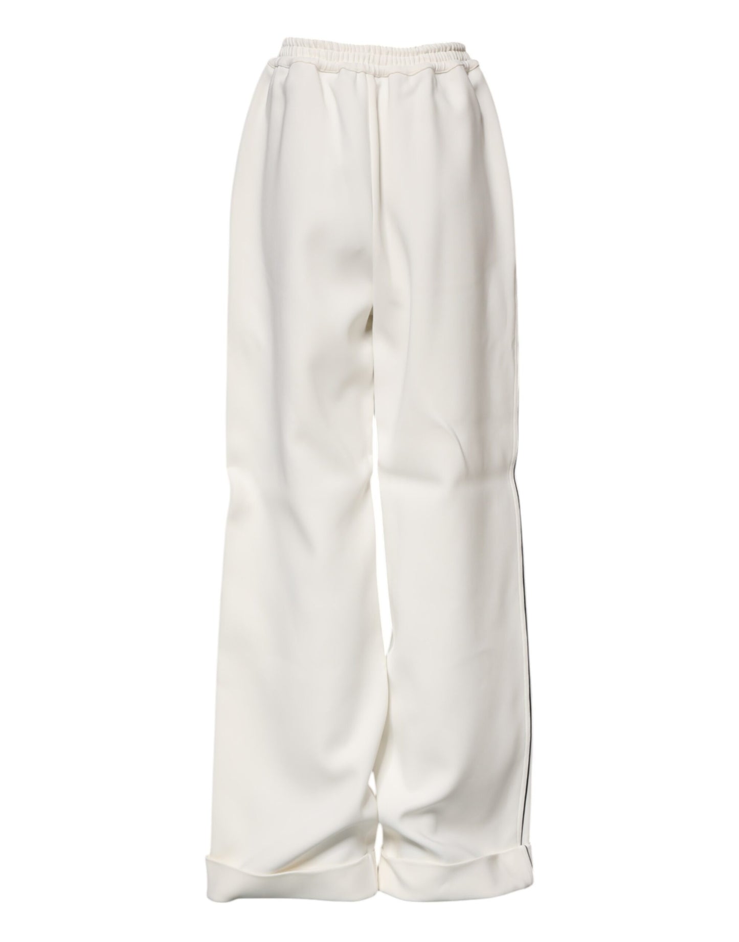 Dolce & Gabbana – Weiße Viskose-Schlupfhose mit weitem Bein