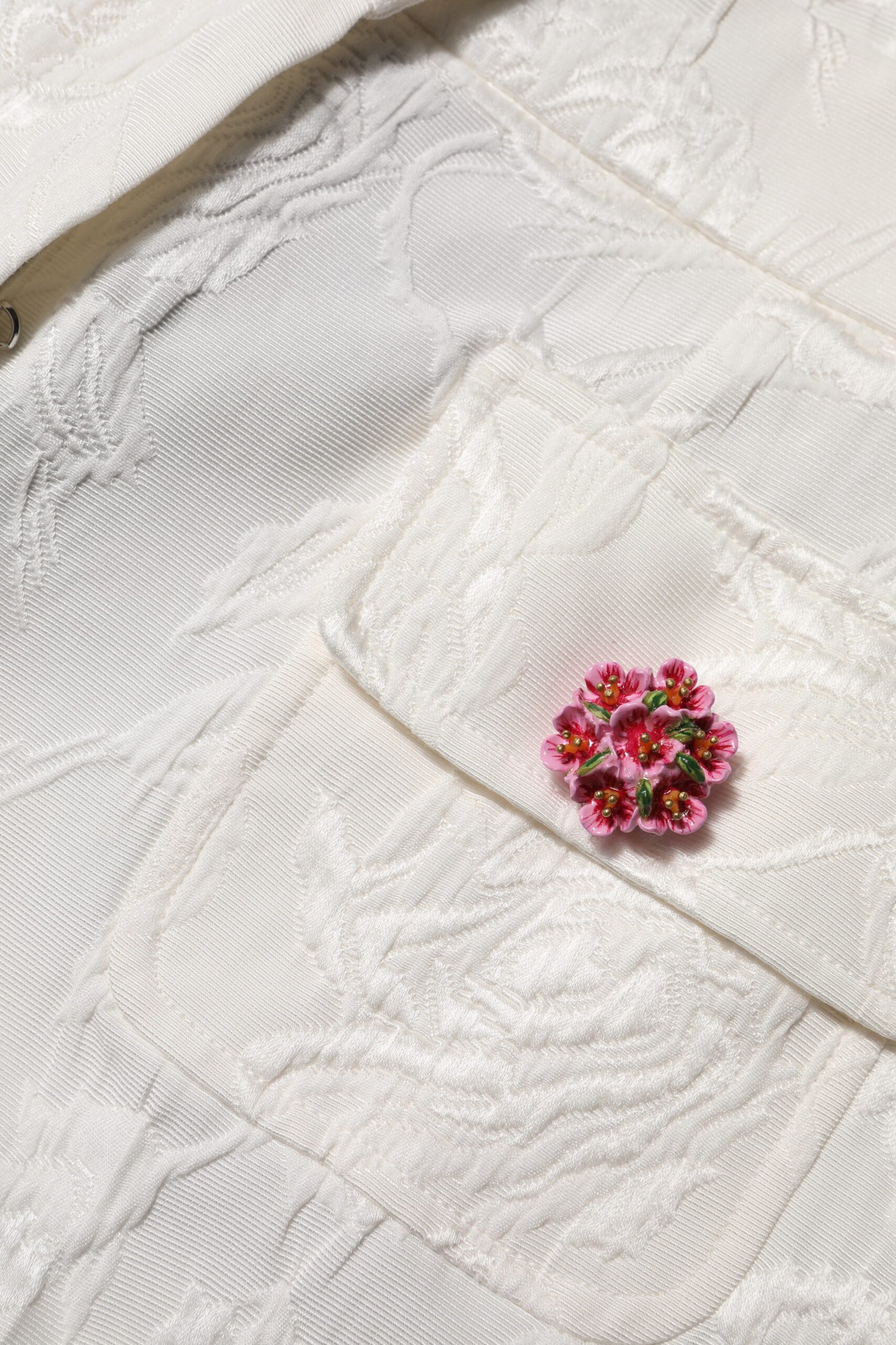 Dolce & Gabbana – Weiße Jacquardhose aus Baumwolle mit Blumenmuster