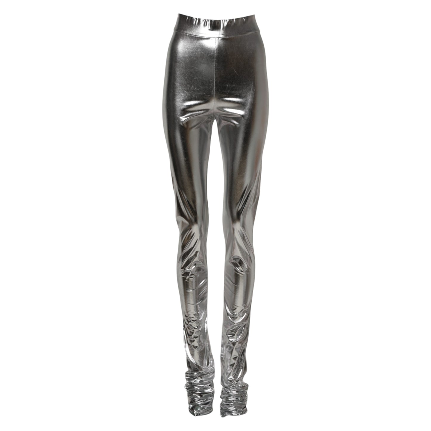 Pantalon legging slim en polyester métallisé argent Dolce & Gabbana