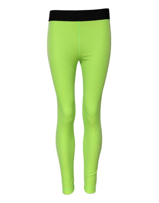 Dolce & Gabbana, grüne Leggings aus Nylon in schmaler Passform