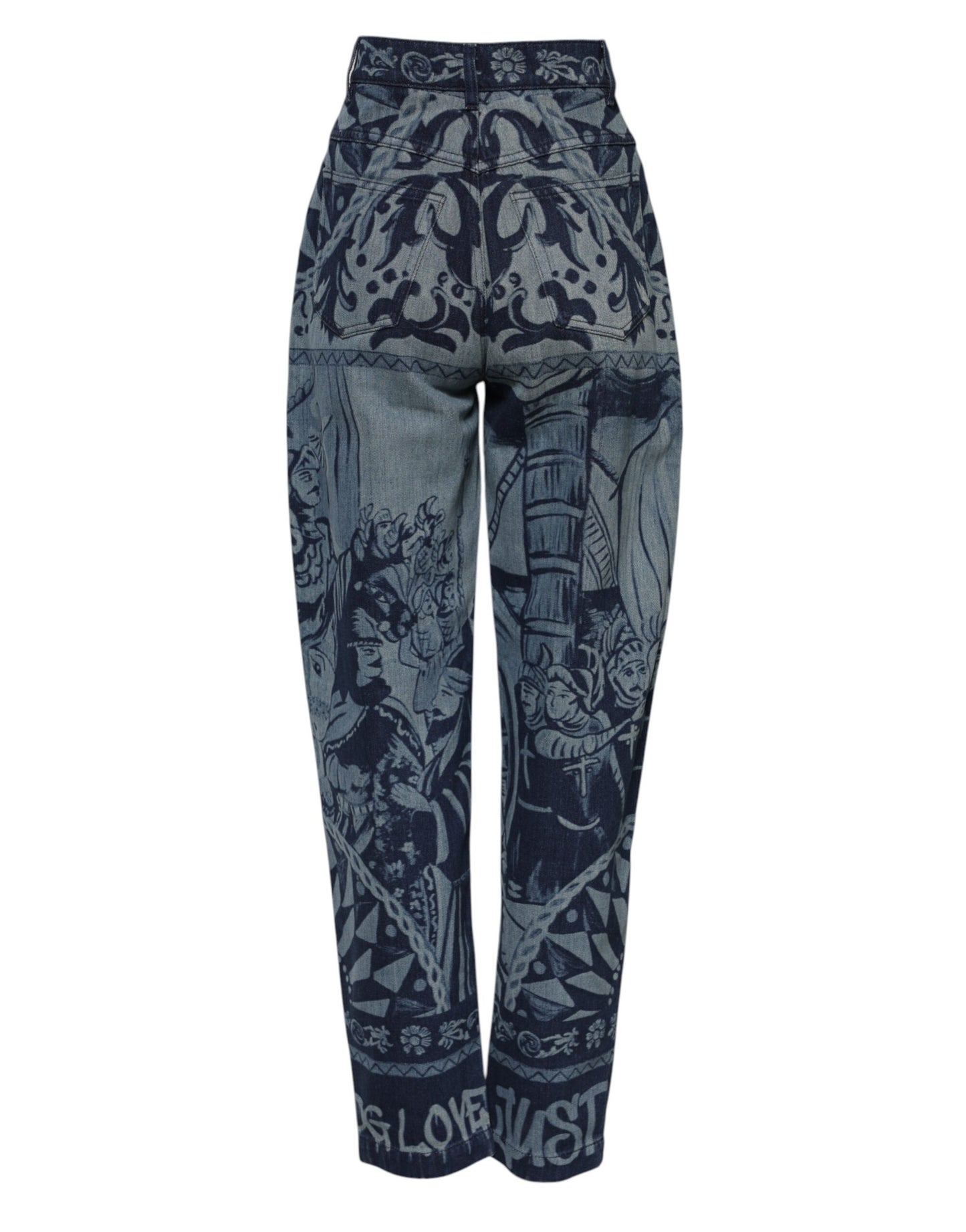 Jean fuselé en denim bleu à imprimé graphique Dolce & Gabbana