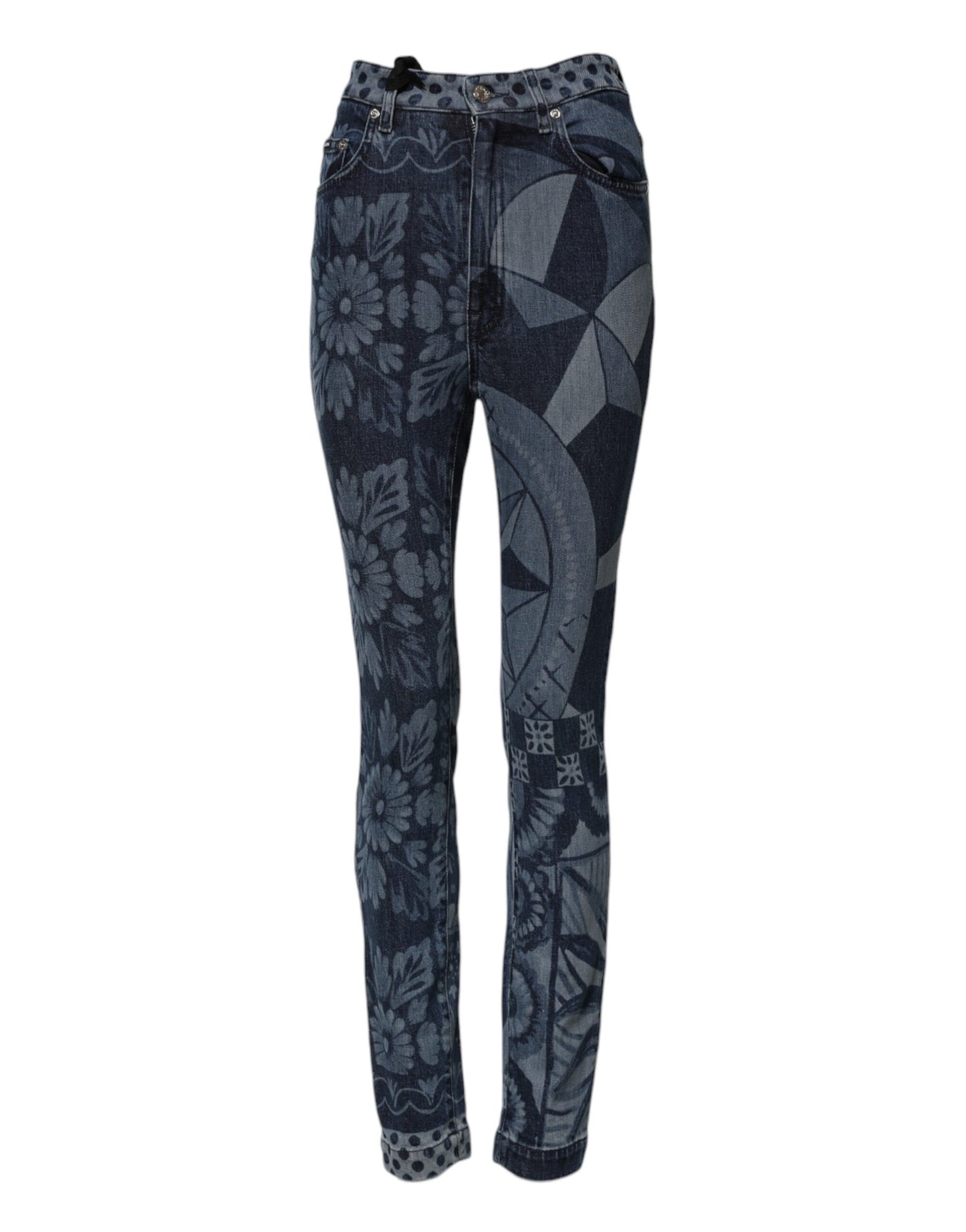 Jean skinny en coton à imprimé graphique bleu Dolce & Gabbana