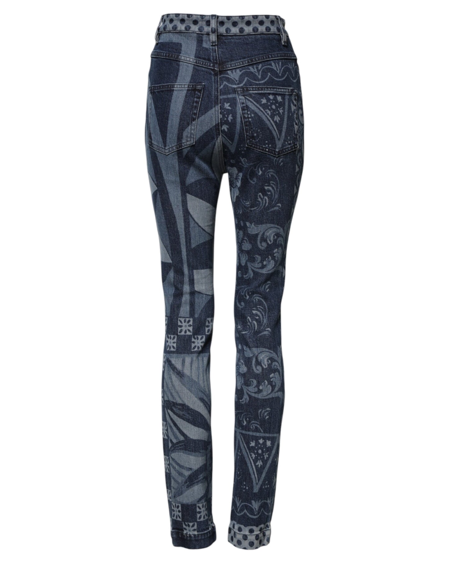 Jean skinny en coton à imprimé graphique bleu Dolce & Gabbana