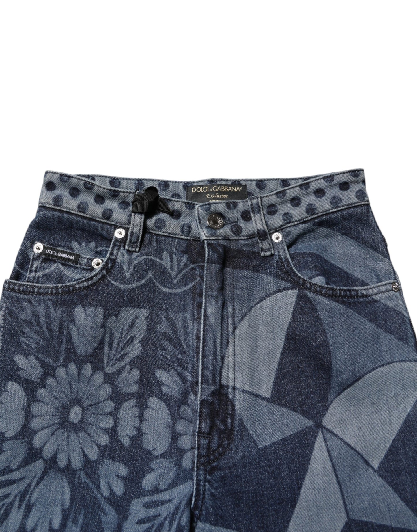 Jean skinny en coton à imprimé graphique bleu Dolce & Gabbana