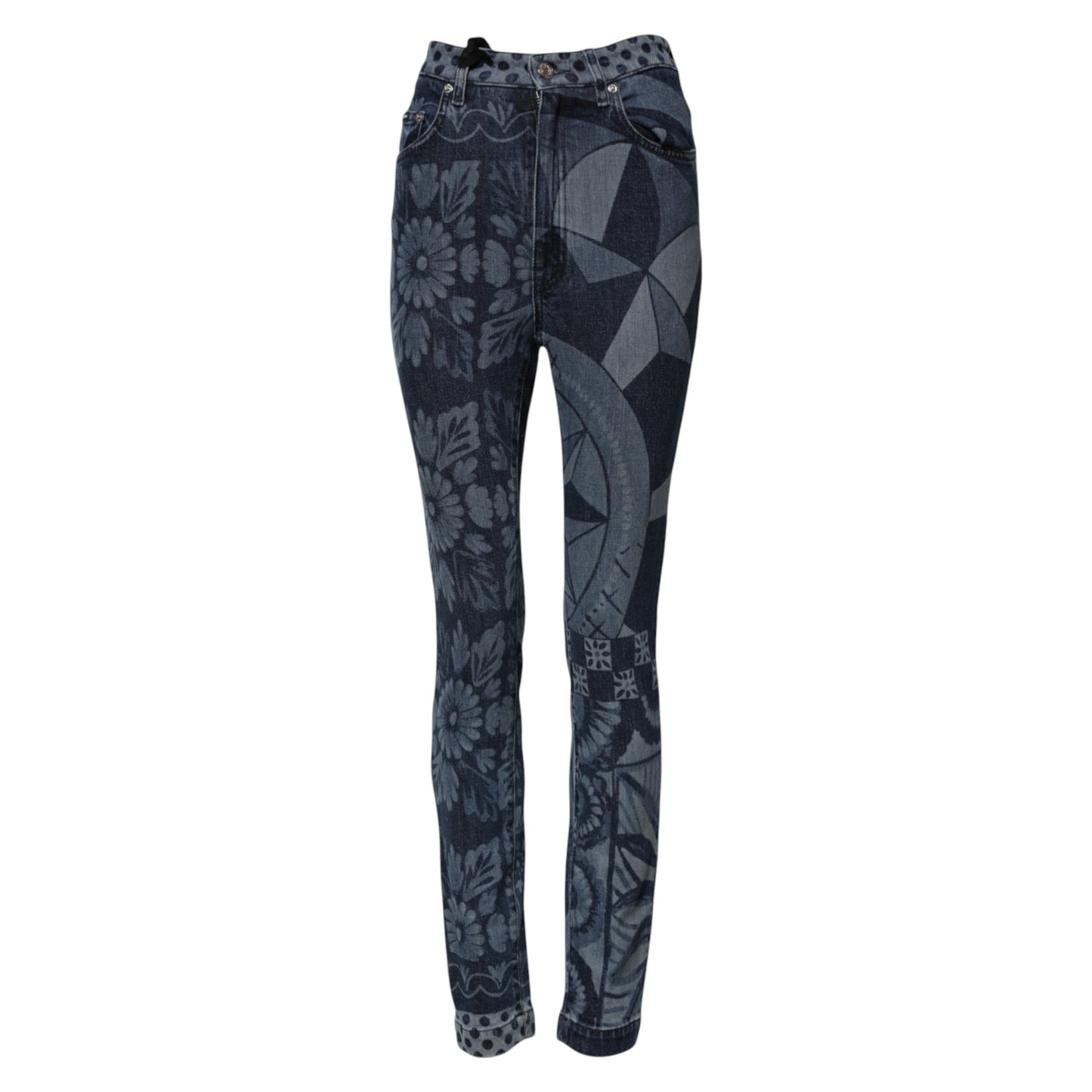 Jean skinny en coton à imprimé graphique bleu Dolce & Gabbana