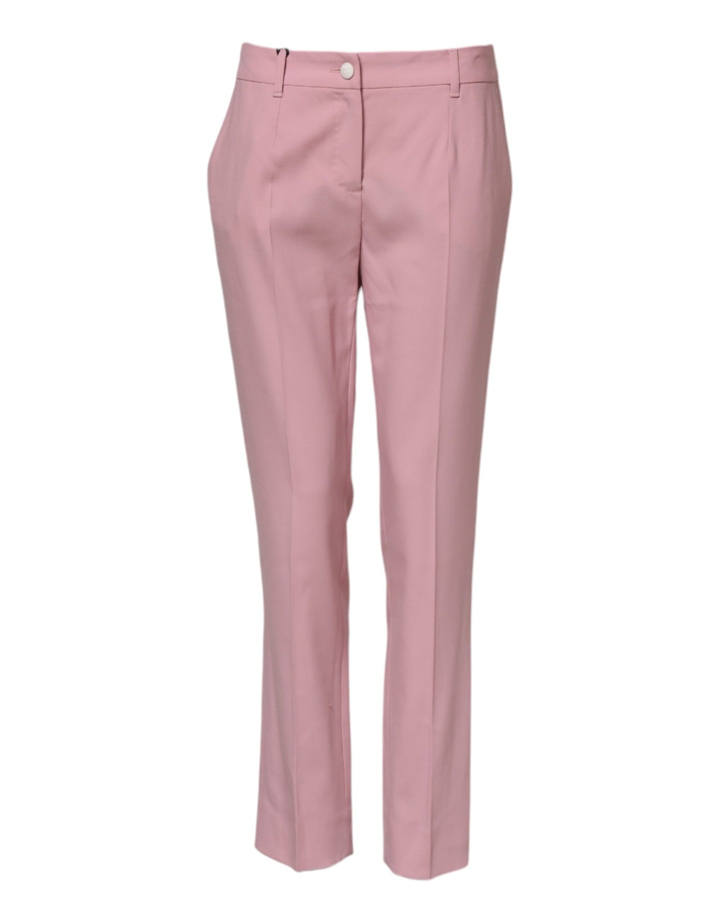 Pantalon fuselé taille moyenne en laine rose Dolce & Gabbana