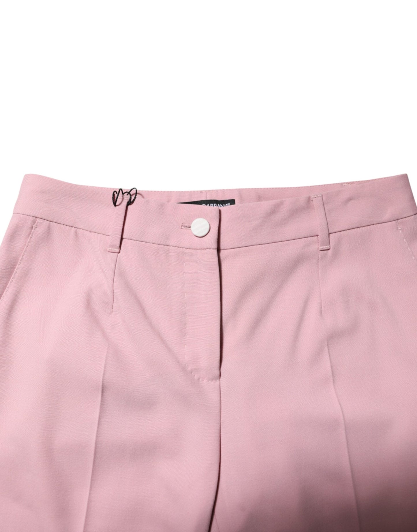 Pantalon fuselé taille moyenne en laine rose Dolce & Gabbana