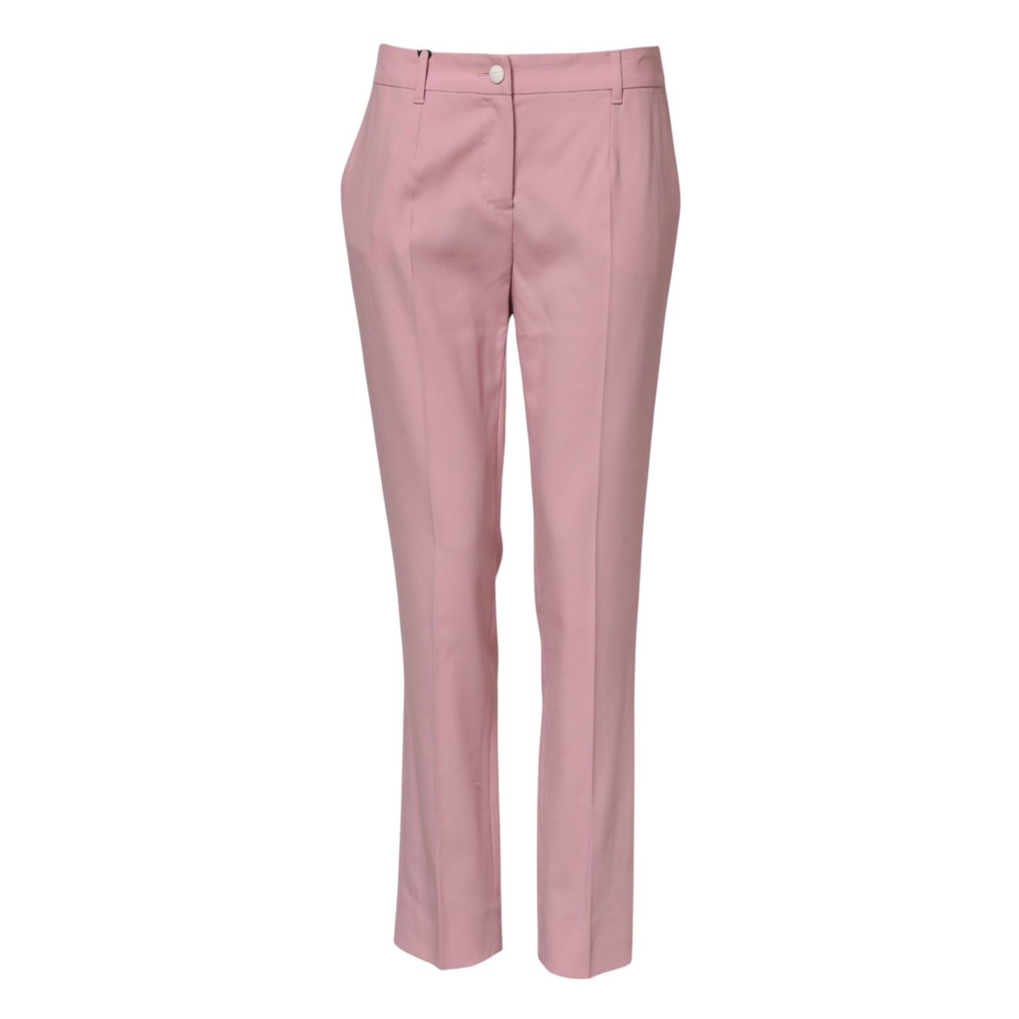Pantalon fuselé taille moyenne en laine rose Dolce & Gabbana