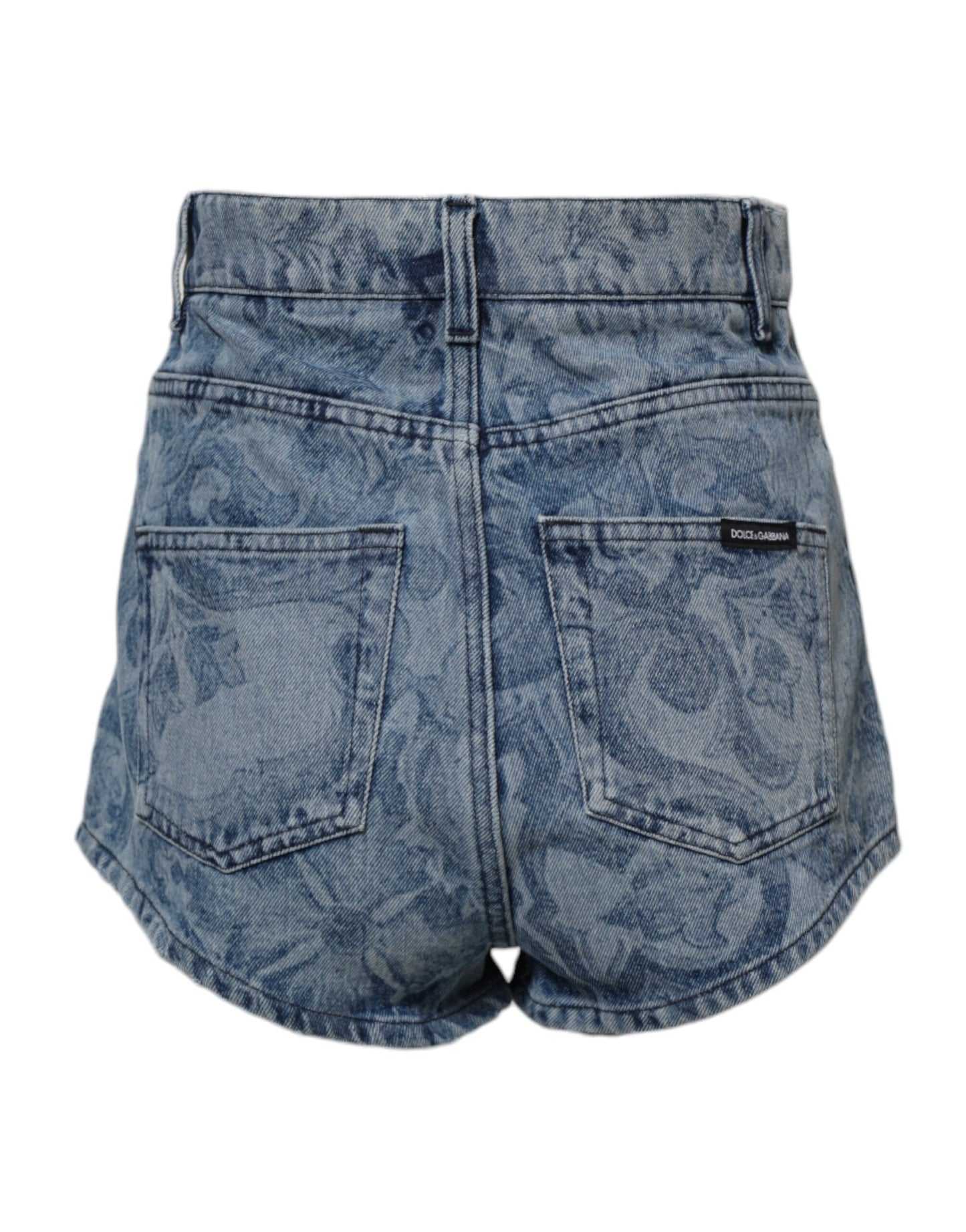Short en denim bleu à imprimé floral Dolce & Gabbana