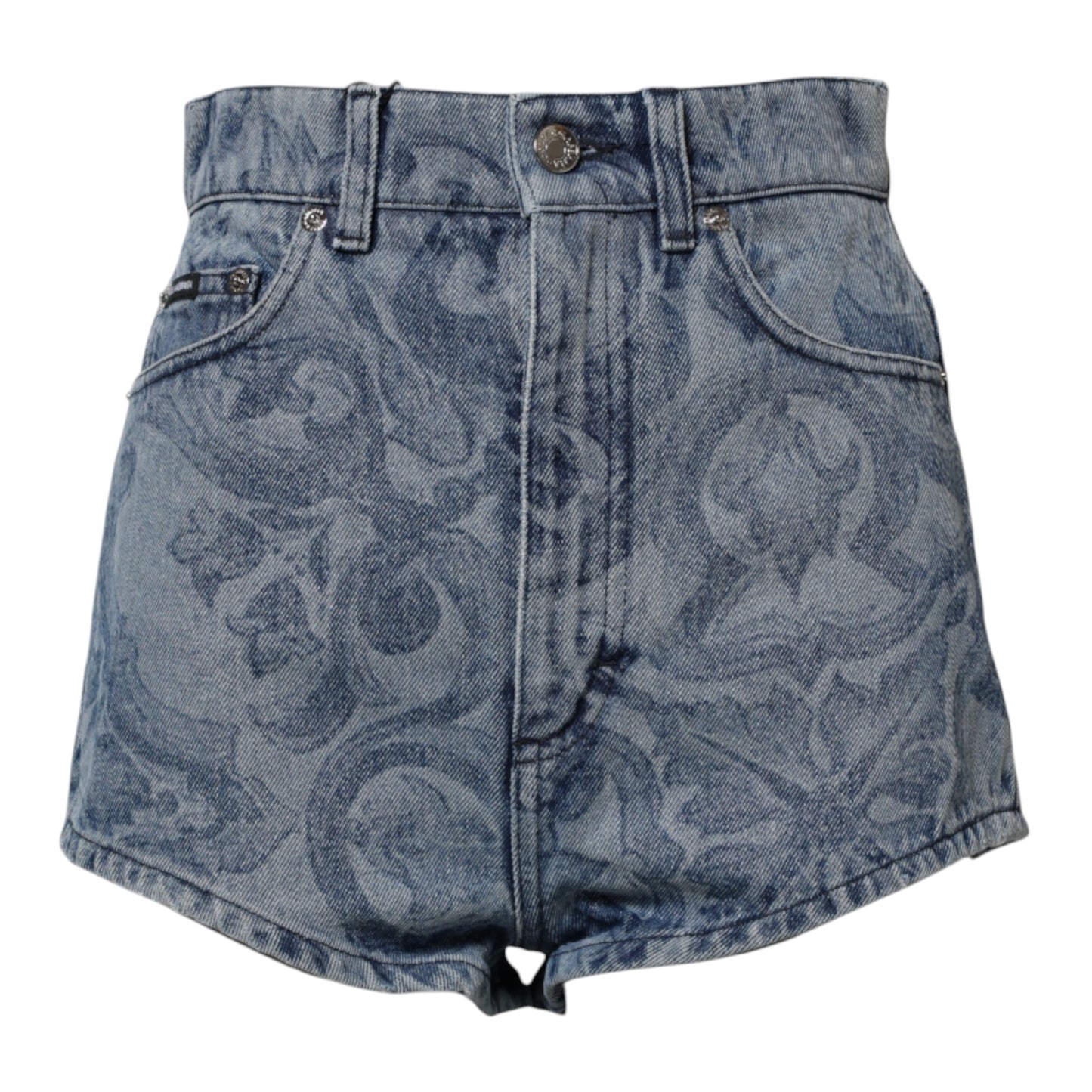 Short en denim bleu à imprimé floral Dolce & Gabbana
