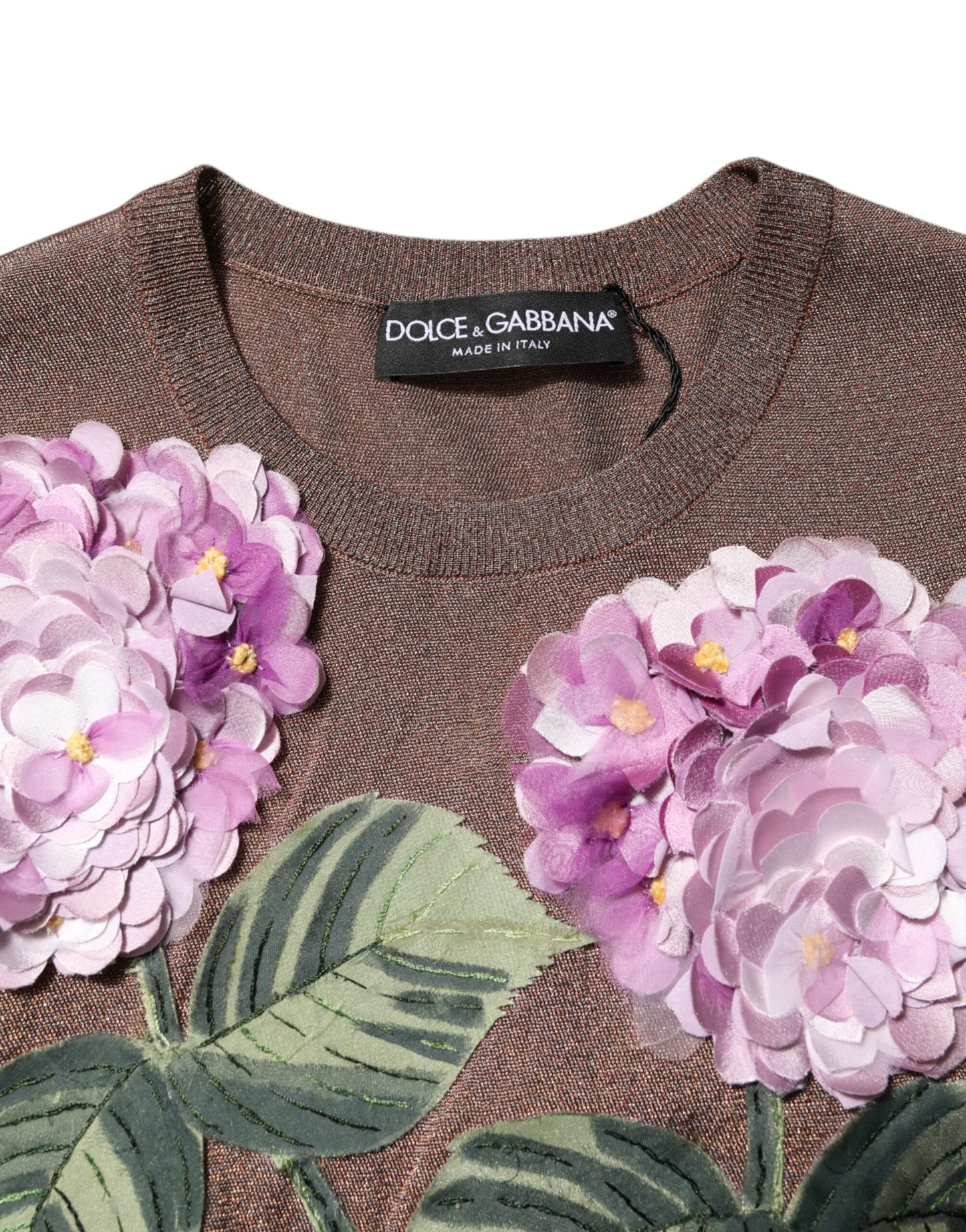 Chemisier à col rond orné de lys marron Dolce & Gabbana