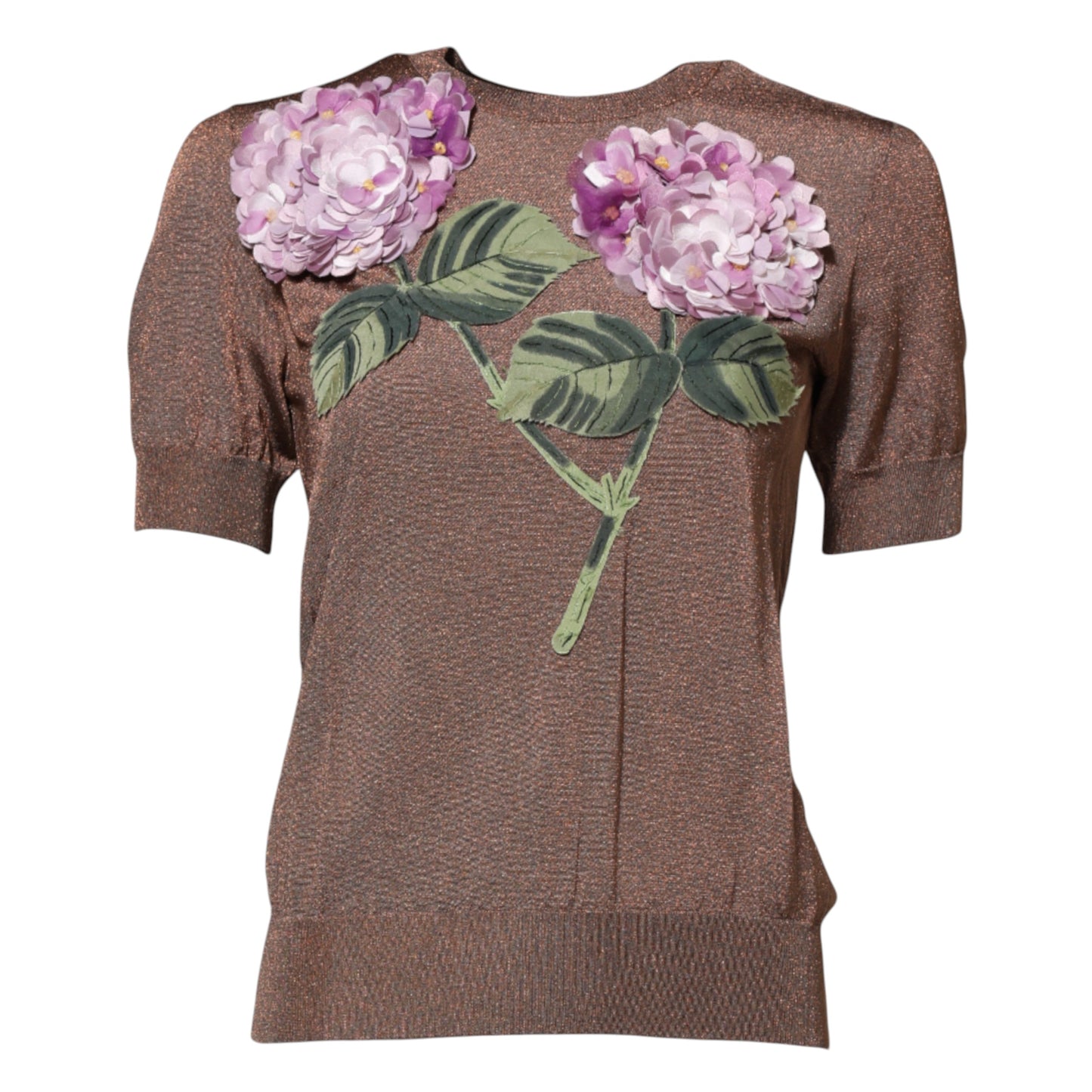 Chemisier à col rond orné de lys marron Dolce & Gabbana