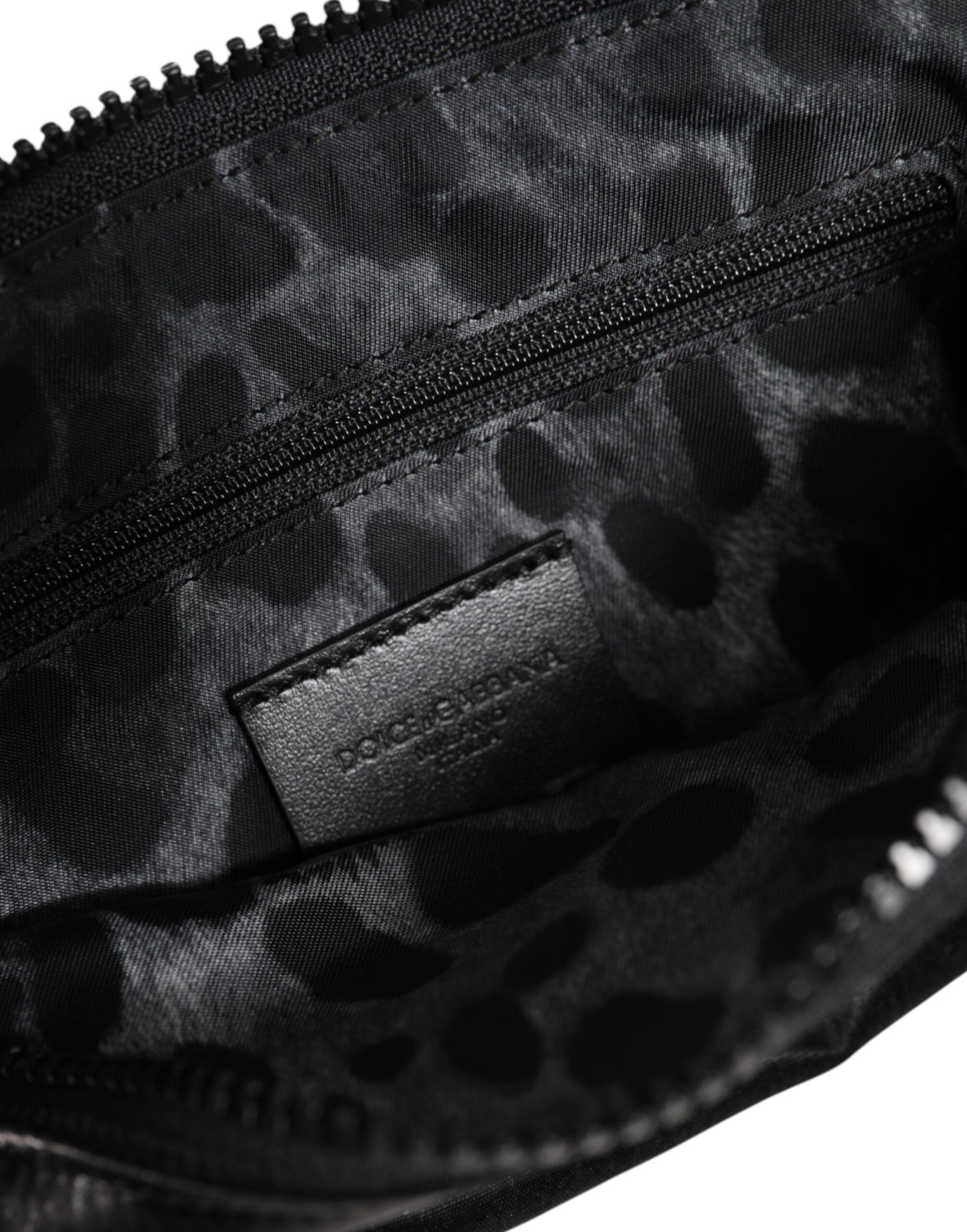 Dolce & Gabbana Black Nylon Logo Plaque Keyring Pouch Clutch Bag