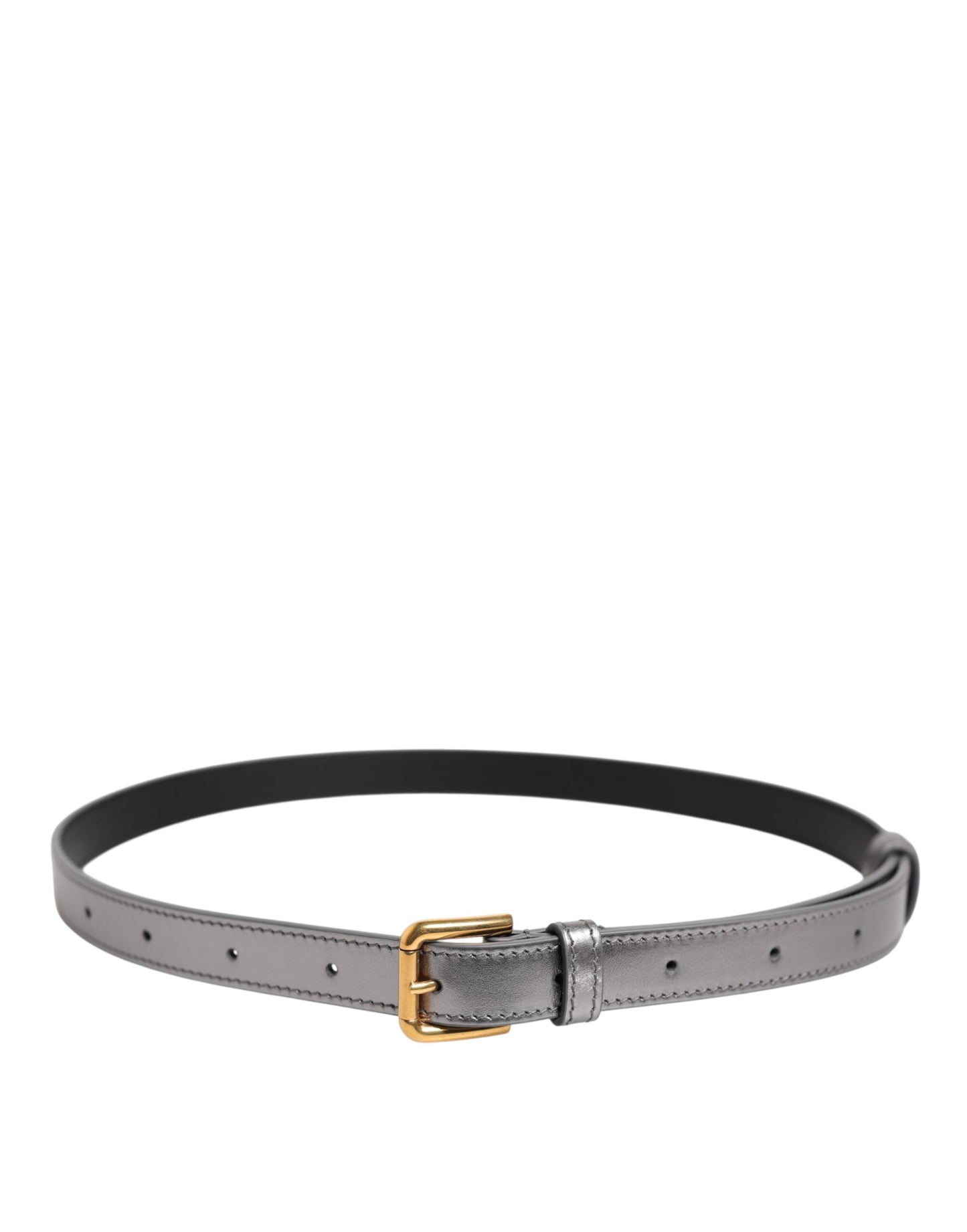 Dolce & Gabbana Silver Logo Engraved Metal Waist Buckle Belt