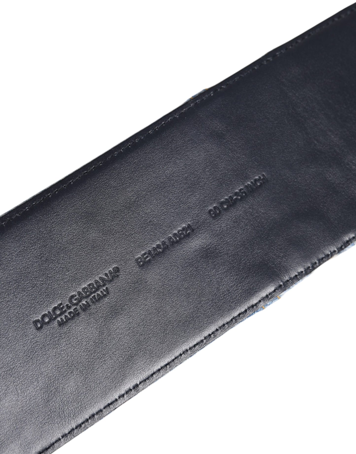 Dolce & Gabbana – Zweifarbiger Gürtel aus blauem Denim mit goldener Metallschnalle