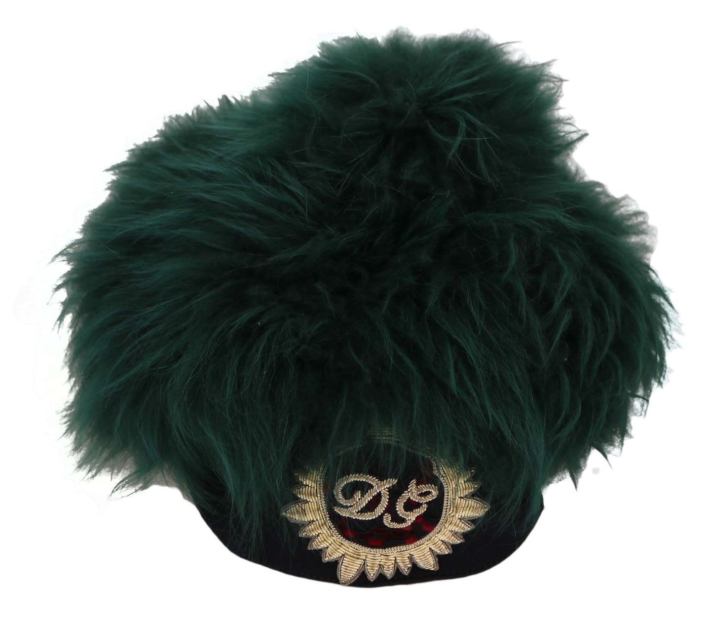 Chapeau cloche Dolce & Gabbana en fourrure verte avec logo DG brodé