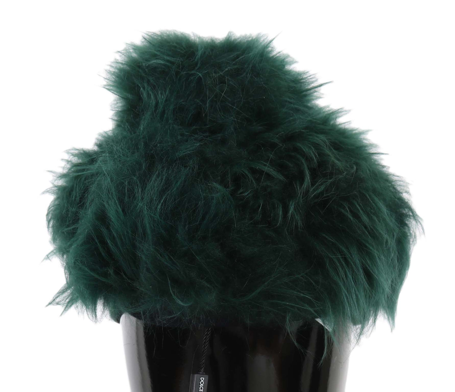 Chapeau cloche Dolce & Gabbana en fourrure verte avec logo DG brodé