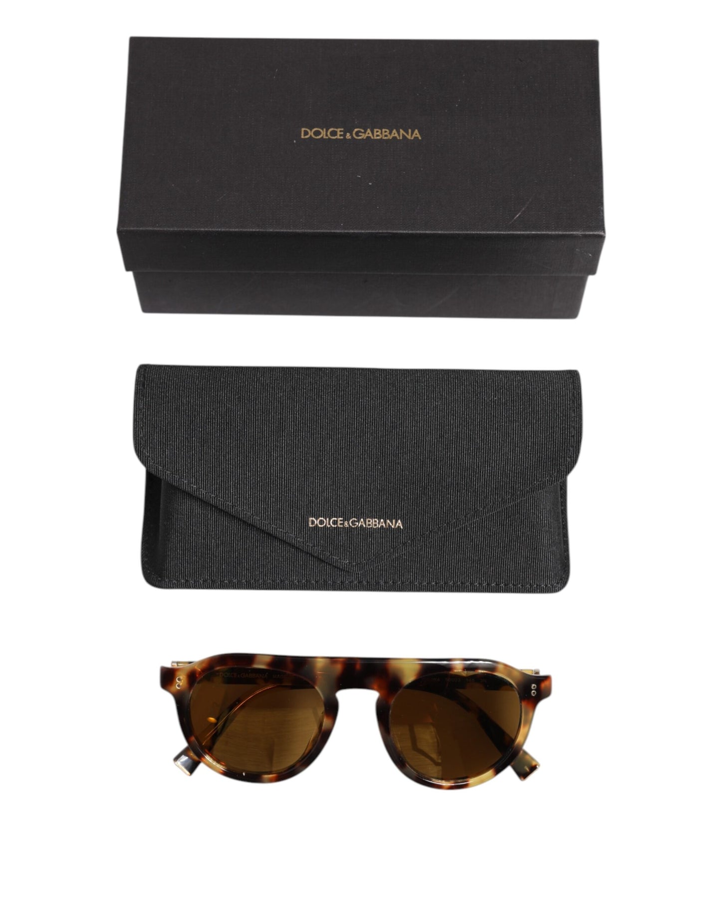 Lunettes de soleil rondes en acétate marron à imprimé léopard Dolce & Gabbana