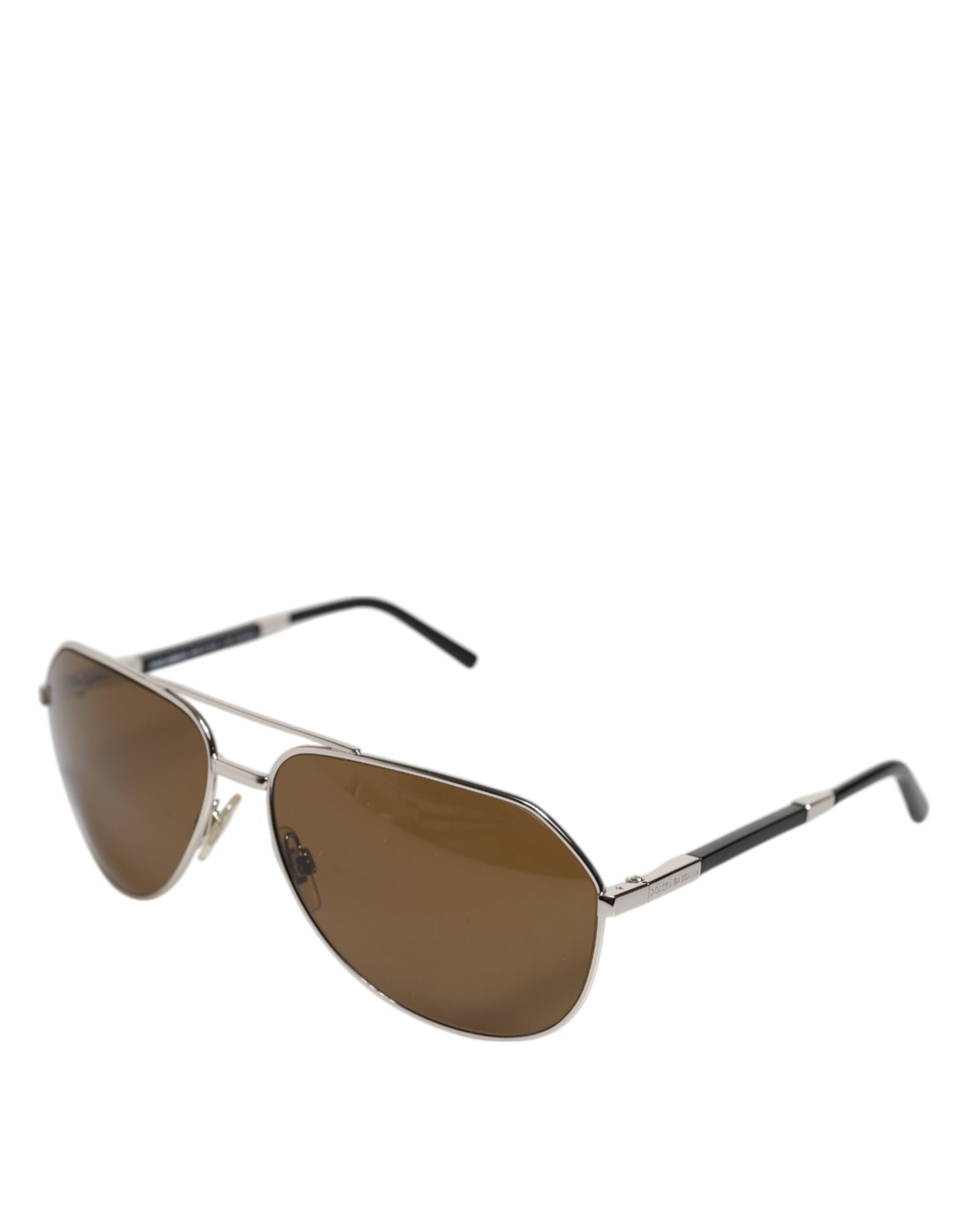 Lunettes de soleil pilote classiques en acier argenté Dolce & Gabbana DG2073 à verres marron