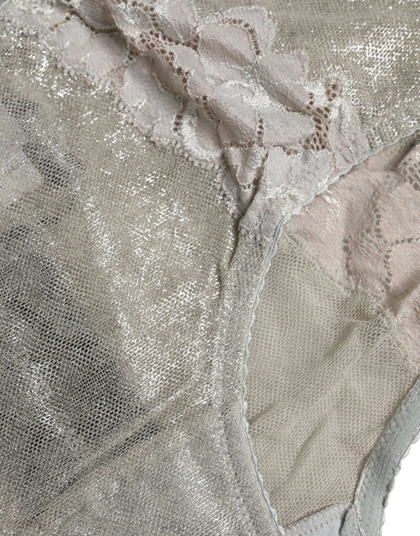 Culotte taille haute en coton gris à dentelle florale Dolce & Gabbana