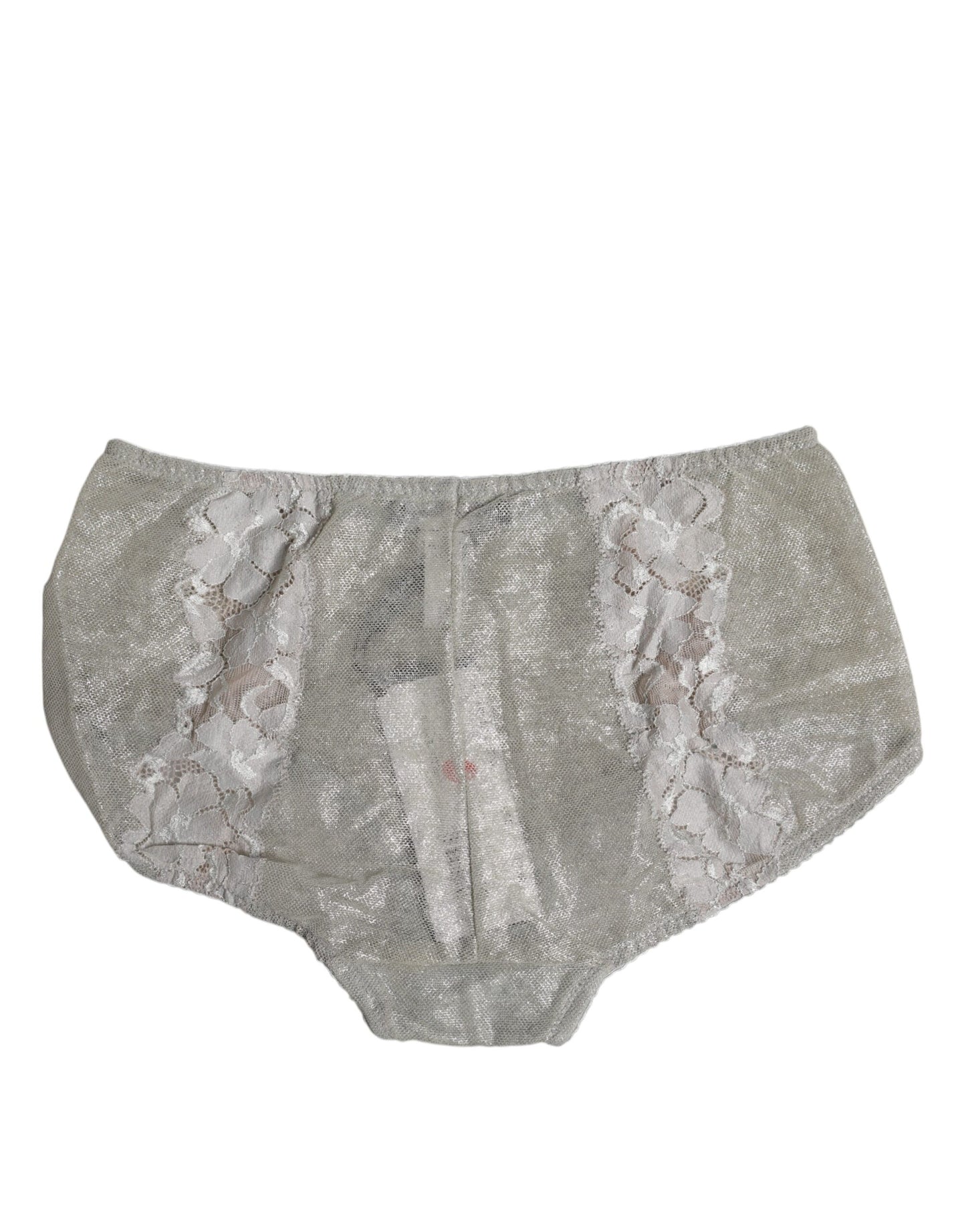 Culotte taille haute en coton gris à dentelle florale Dolce & Gabbana