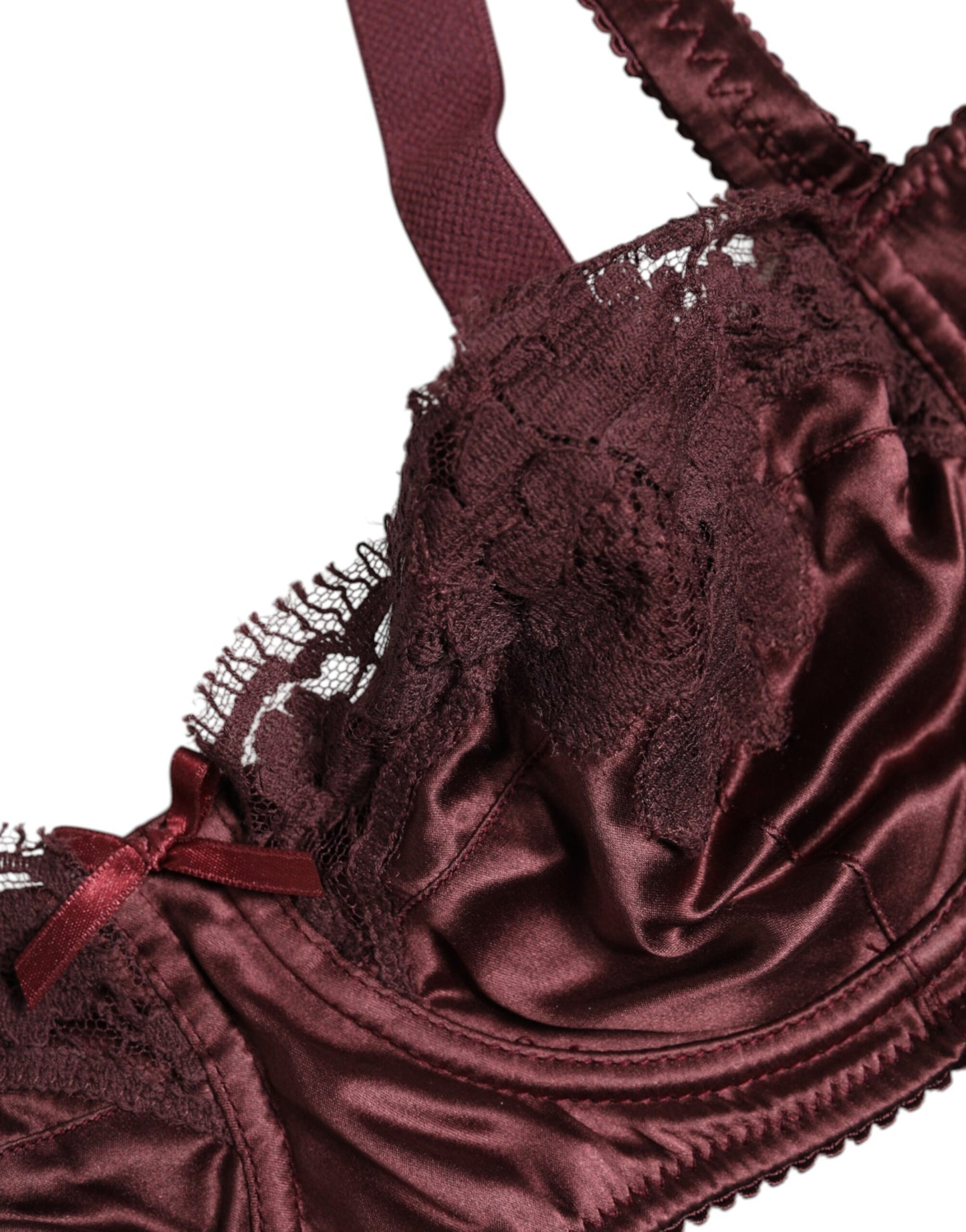 Soutien-gorge balconnet à armatures en soie bordeaux Dolce & Gabbana
