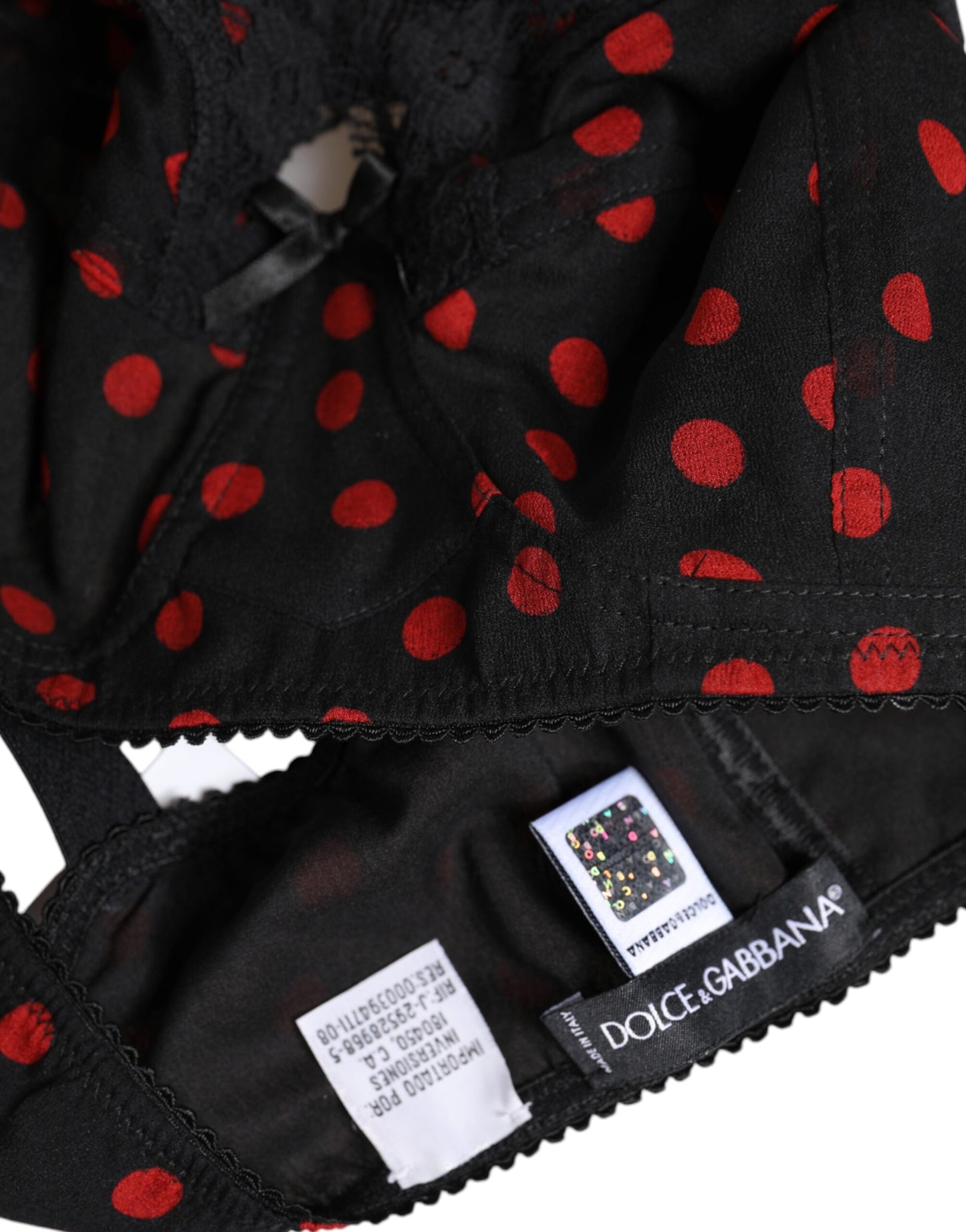 Sous-vêtements balconnets à armatures Dolce & Gabbana à pois noirs et rouges