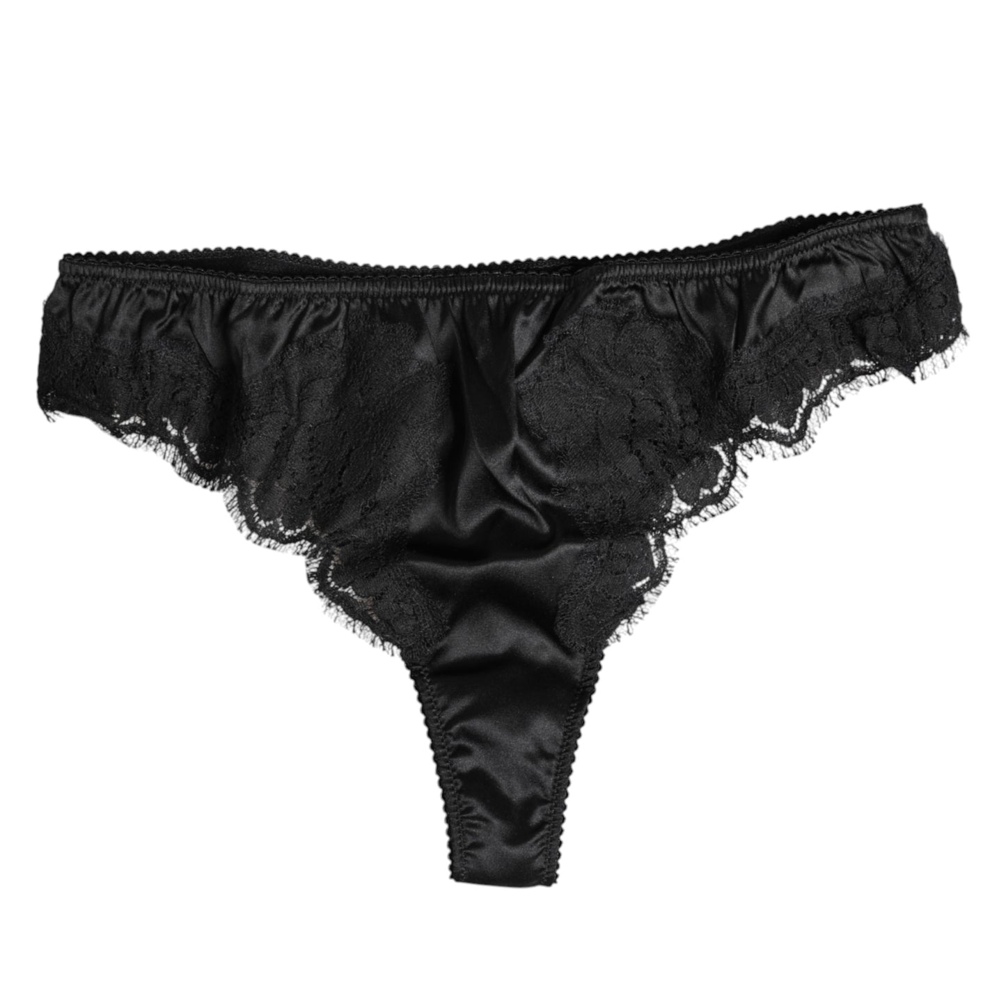 Culotte bikini extensible en dentelle de soie noire Dolce & Gabbana