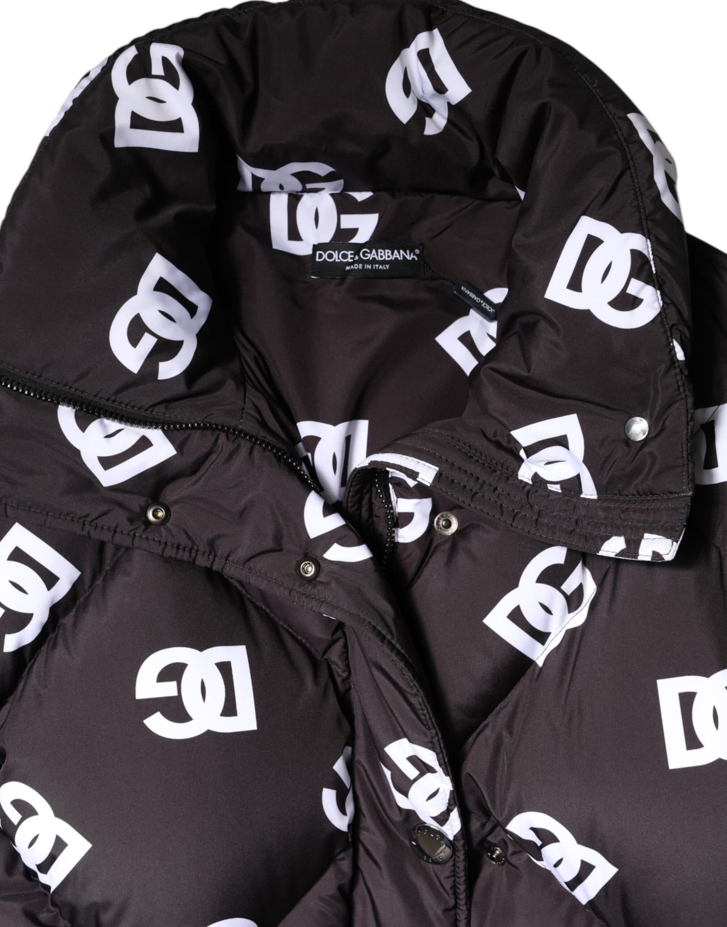 Dolce & Gabbana Doudoune longue matelassée noire DG Mania