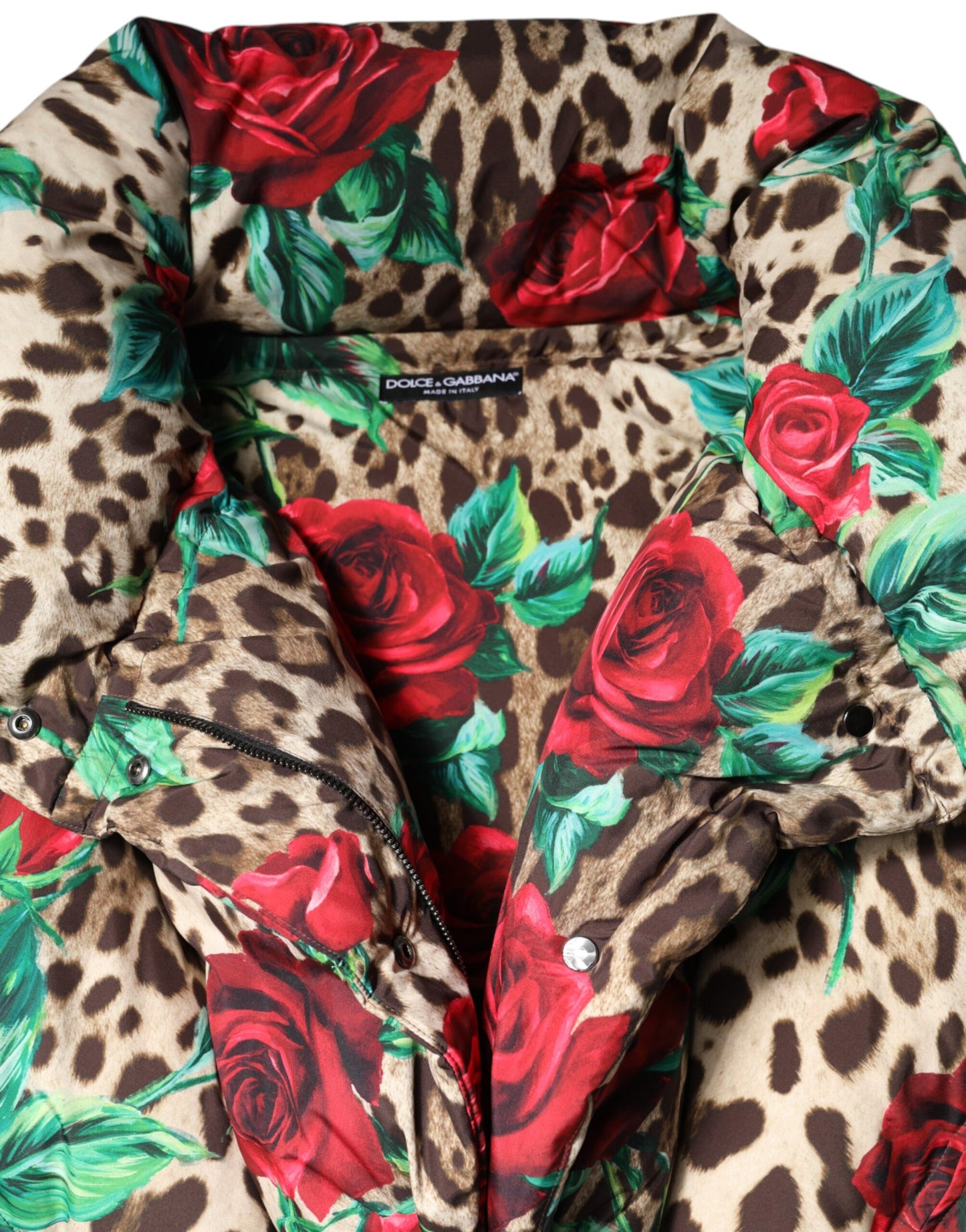 Dolce & Gabbana Doudoune matelassée multicolore à imprimé léopard et roses
