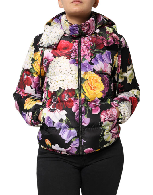 Dolce & Gabbana Doudoune matelassée à capuche à imprimé floral multicolore