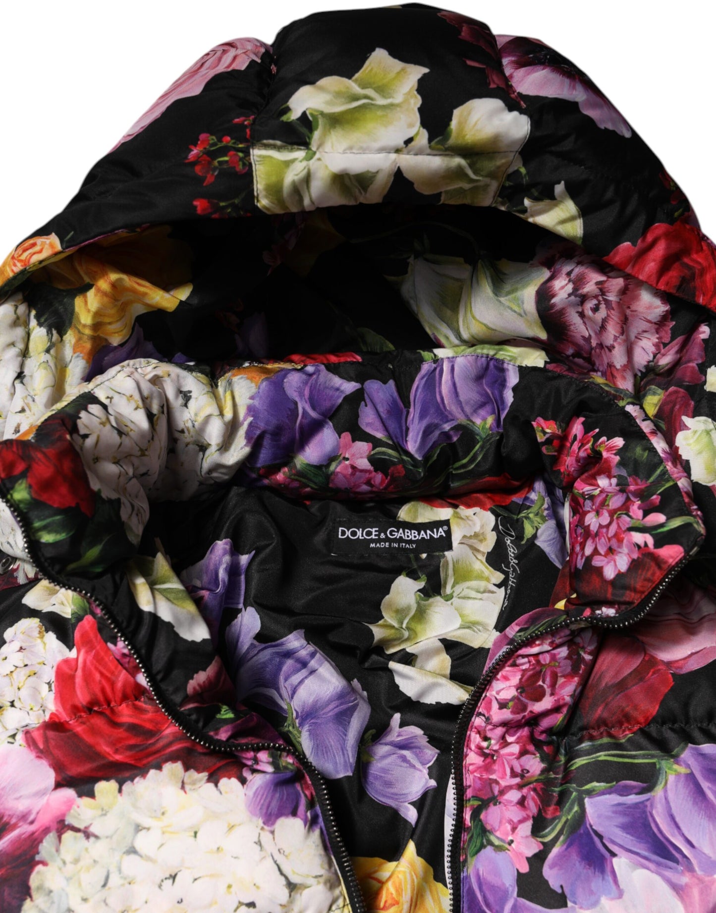 Dolce & Gabbana Doudoune matelassée à capuche à imprimé floral multicolore