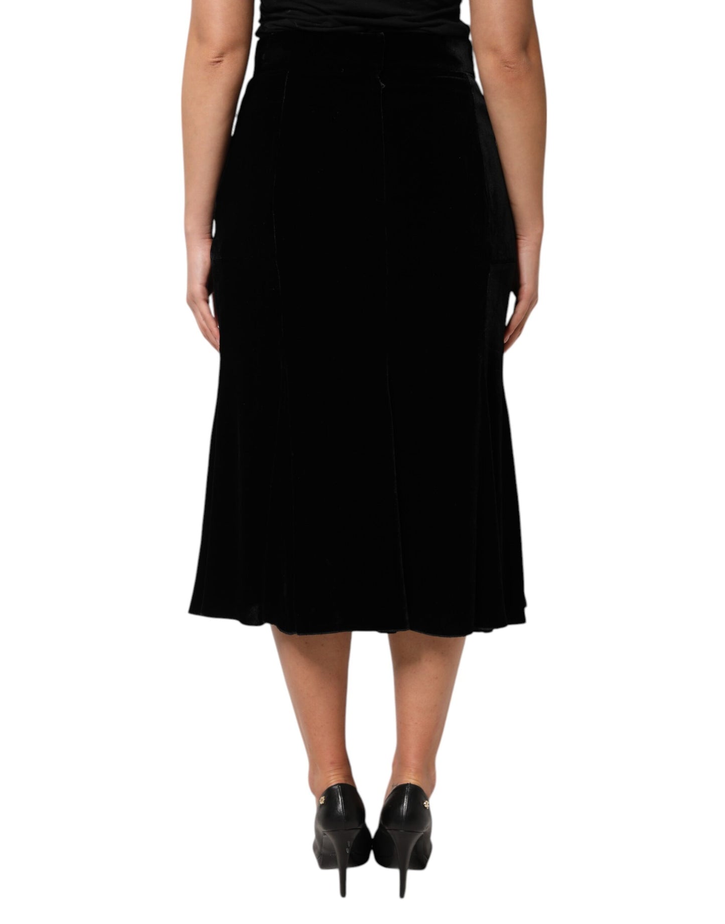 Jupe midi évasée taille haute noire Dolce & Gabbana