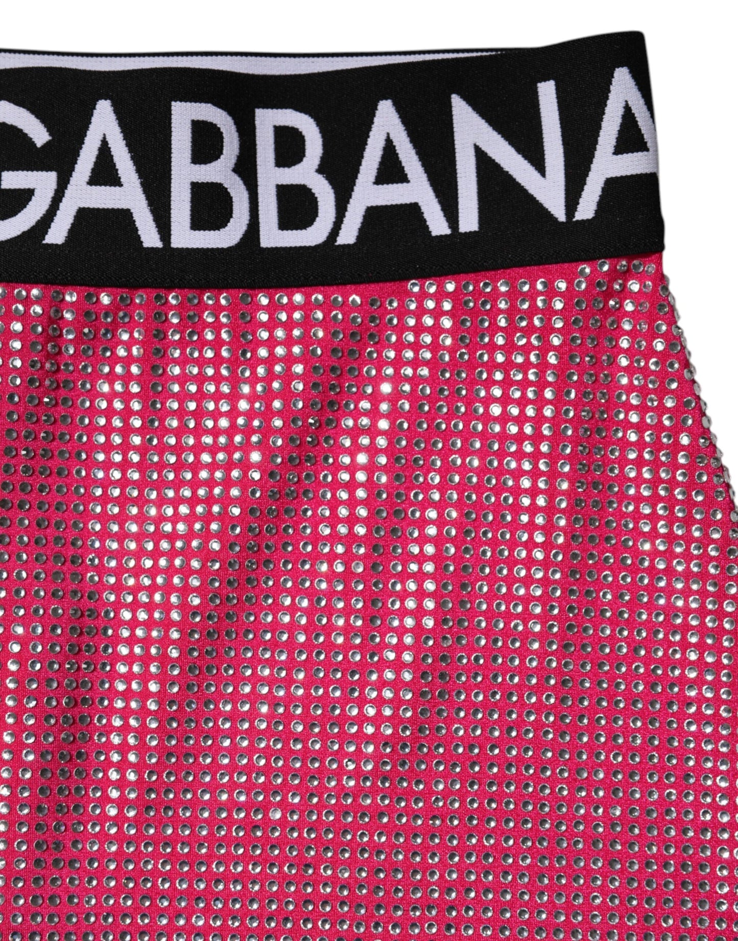 Mini-jupe à logo ornée de strass roses Dolce & Gabbana