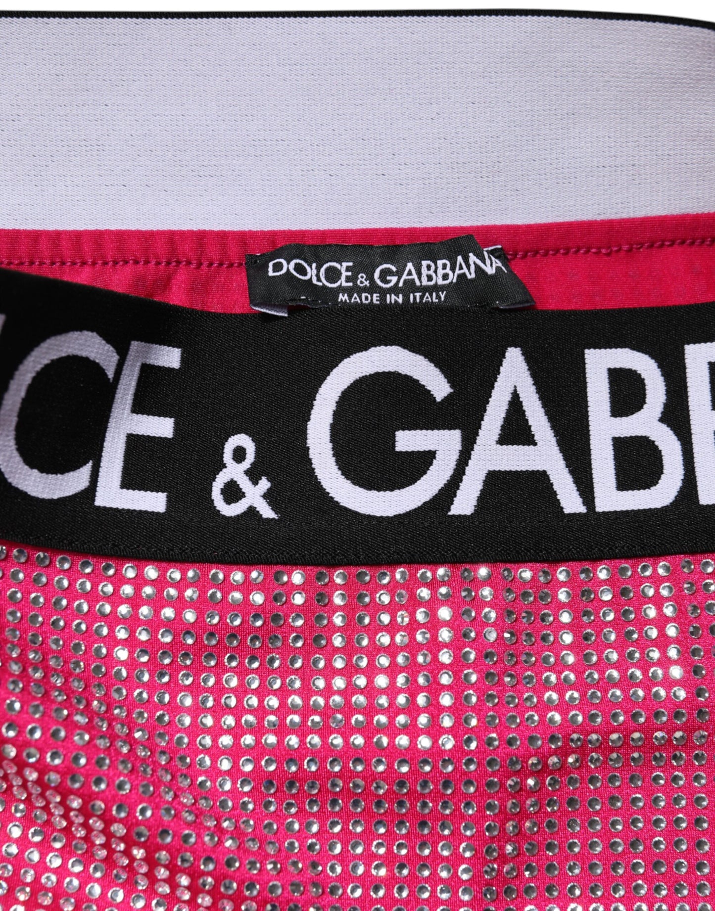 Mini-jupe à logo ornée de strass roses Dolce & Gabbana