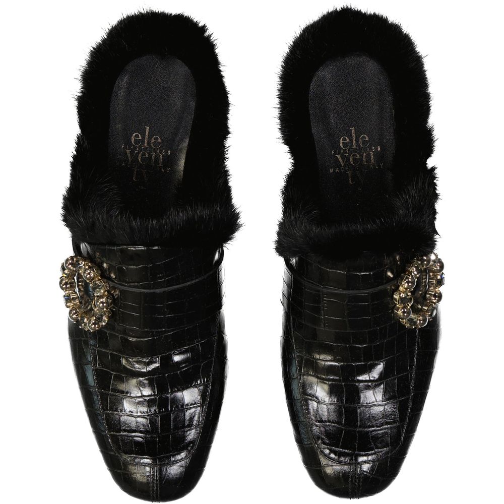 Mules en cuir et fourrure Eleventy