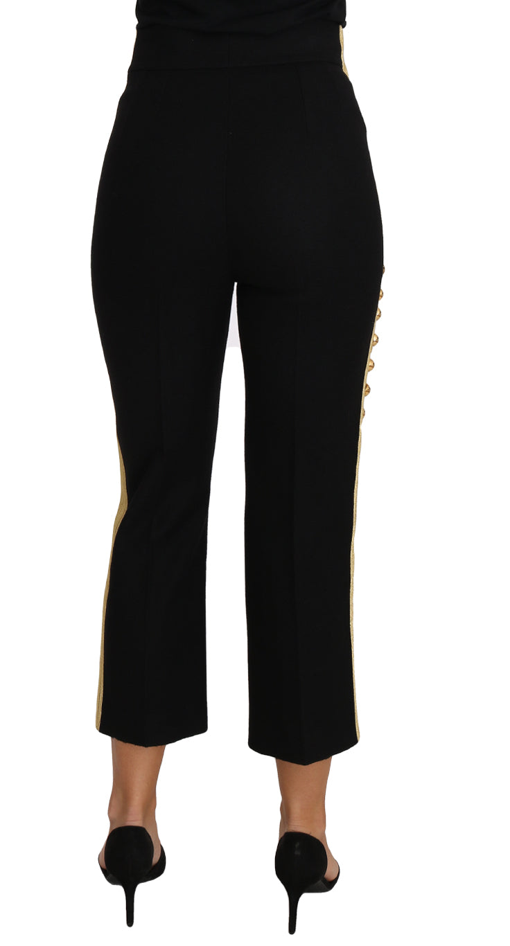Pantalon militaire orné Dolce & Gabbana, pantalon habillé noir et doré