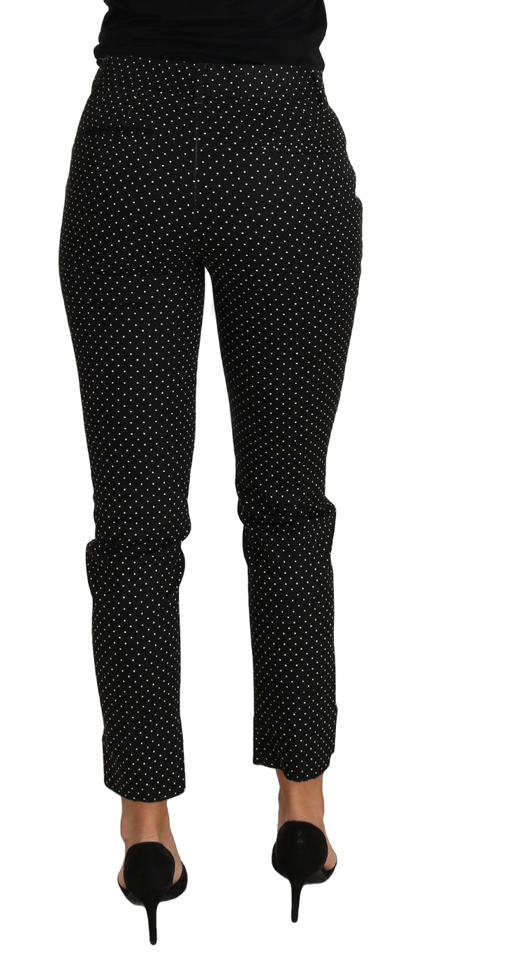 Robe noire Dolce & Gabbana à pois et pantalon droit court